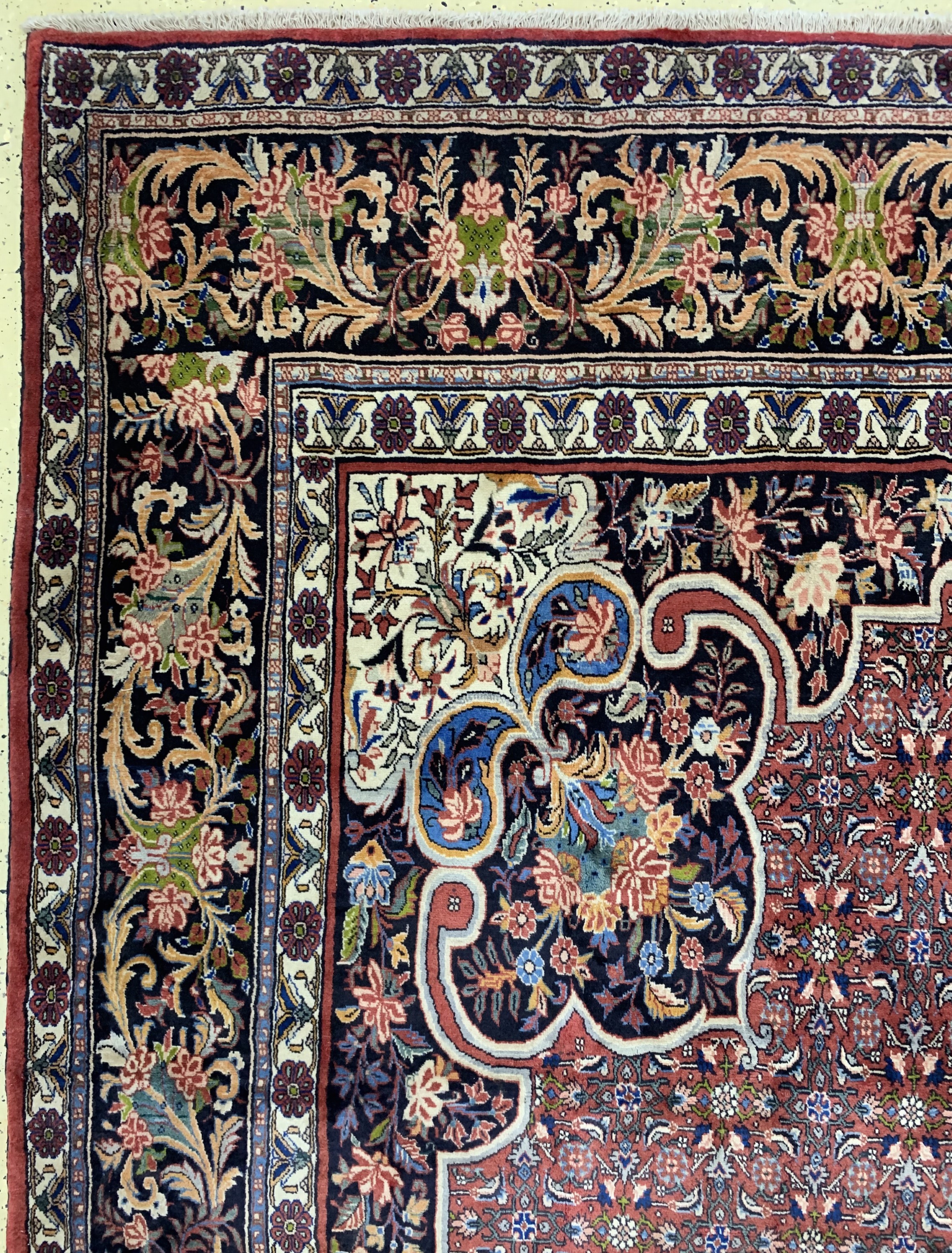Detail d: Rosenbidjar fein alt, Persien, Anfang 20.Jhd, Korkwolle auf Baumwolle, ca. 440 x 315cm, EHZ: 2
