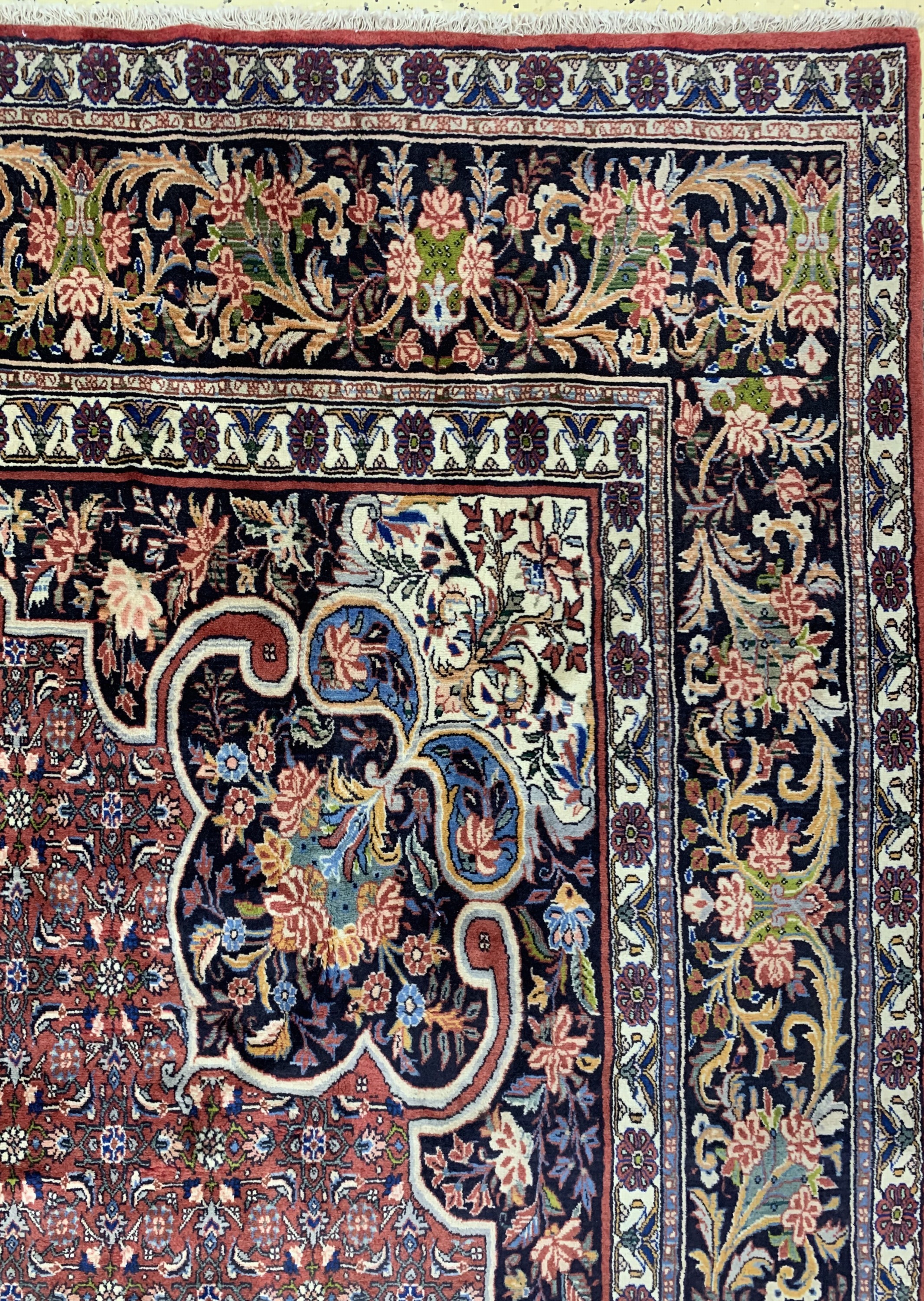 Detail e: Rosenbidjar fein alt, Persien, Anfang 20.Jhd, Korkwolle auf Baumwolle, ca. 440 x 315cm, EHZ: 2