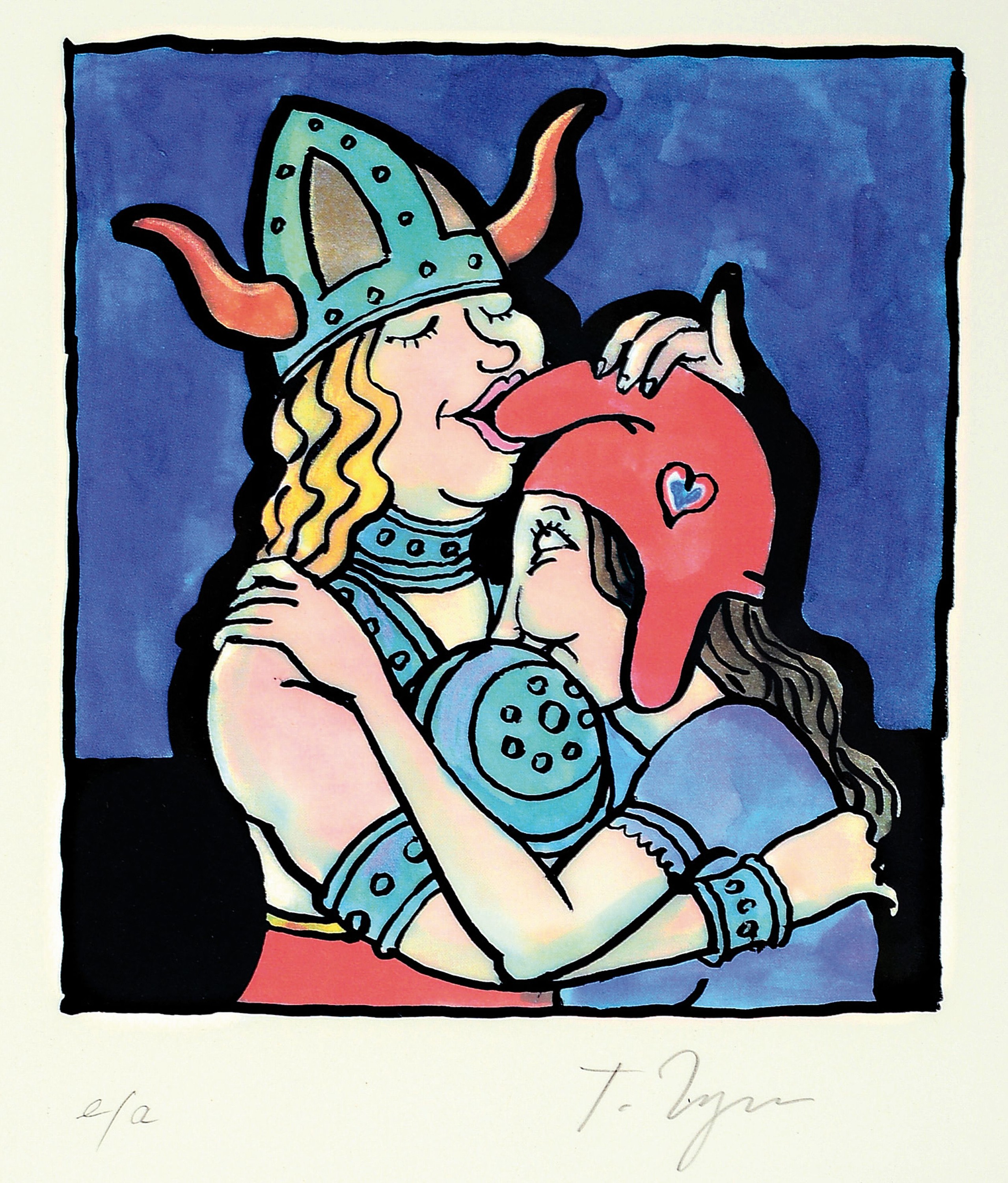 Detail a: Tomi Ungerer, 1931-2019, 2 Farbserigraphien,1x für Medecins sans frotieres, handsign. und num. 61/100, ca. 53x39cm, u.Gl., R. ca. 69x50 cm; 1x ...
