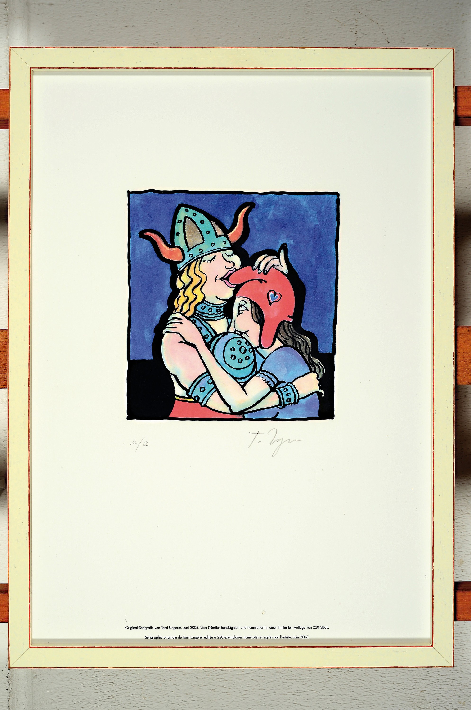 Detail l: Tomi Ungerer, 1931-2019, 2 Farbserigraphien,1x für Medecins sans frotieres, handsign. und num. 61/100, ca. 53x39cm, u.Gl., R. ca. 69x50 cm; 1x ...