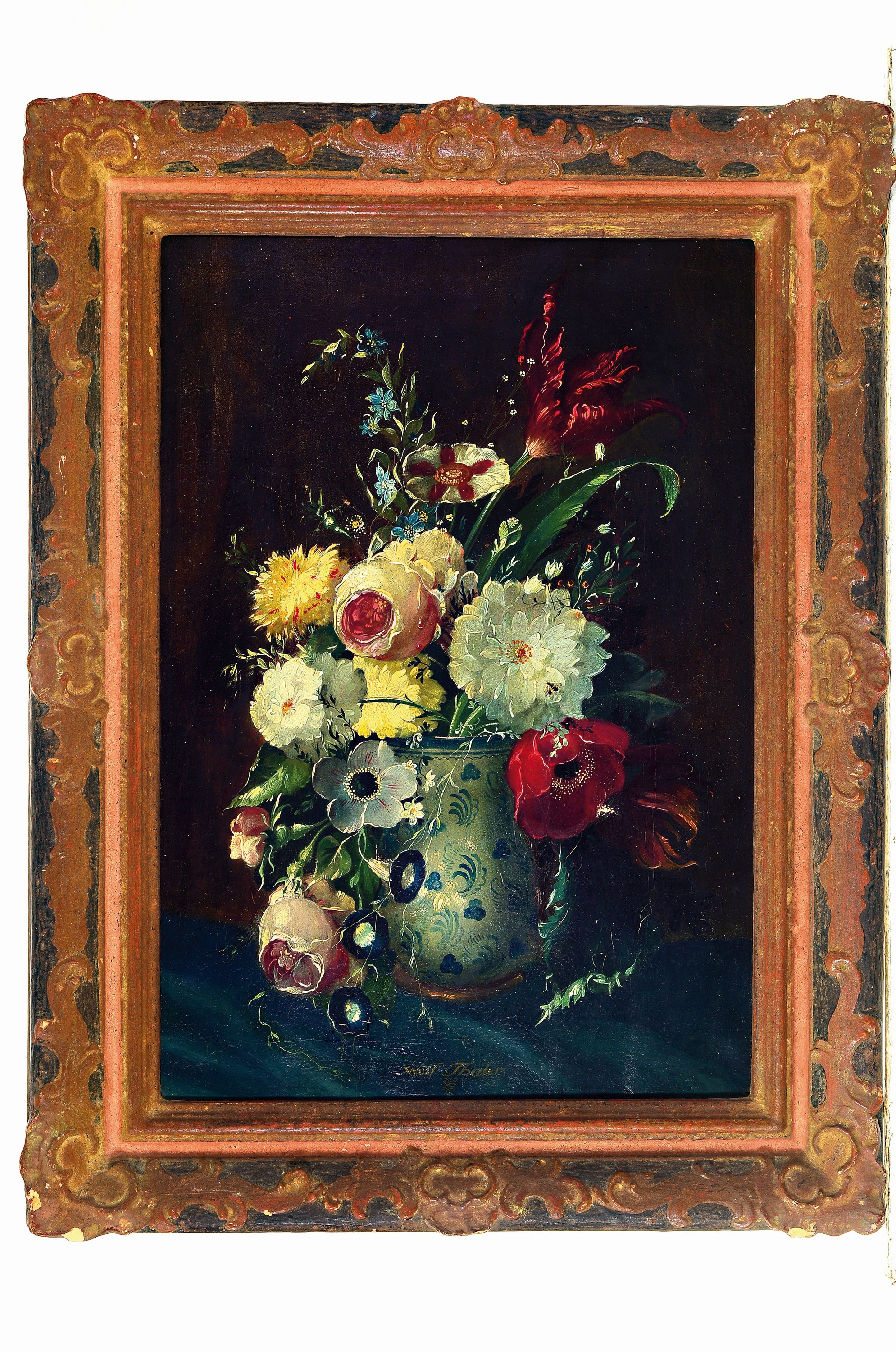Detail k: Wolf Thaler, 1895 St.Ulrich-1952 München, üppiges Blumenstillleben, Öl/Lwd, mittig unten signiert, ca. 57x40cm, R. ca. 72x55cm, studierte bei C. ...