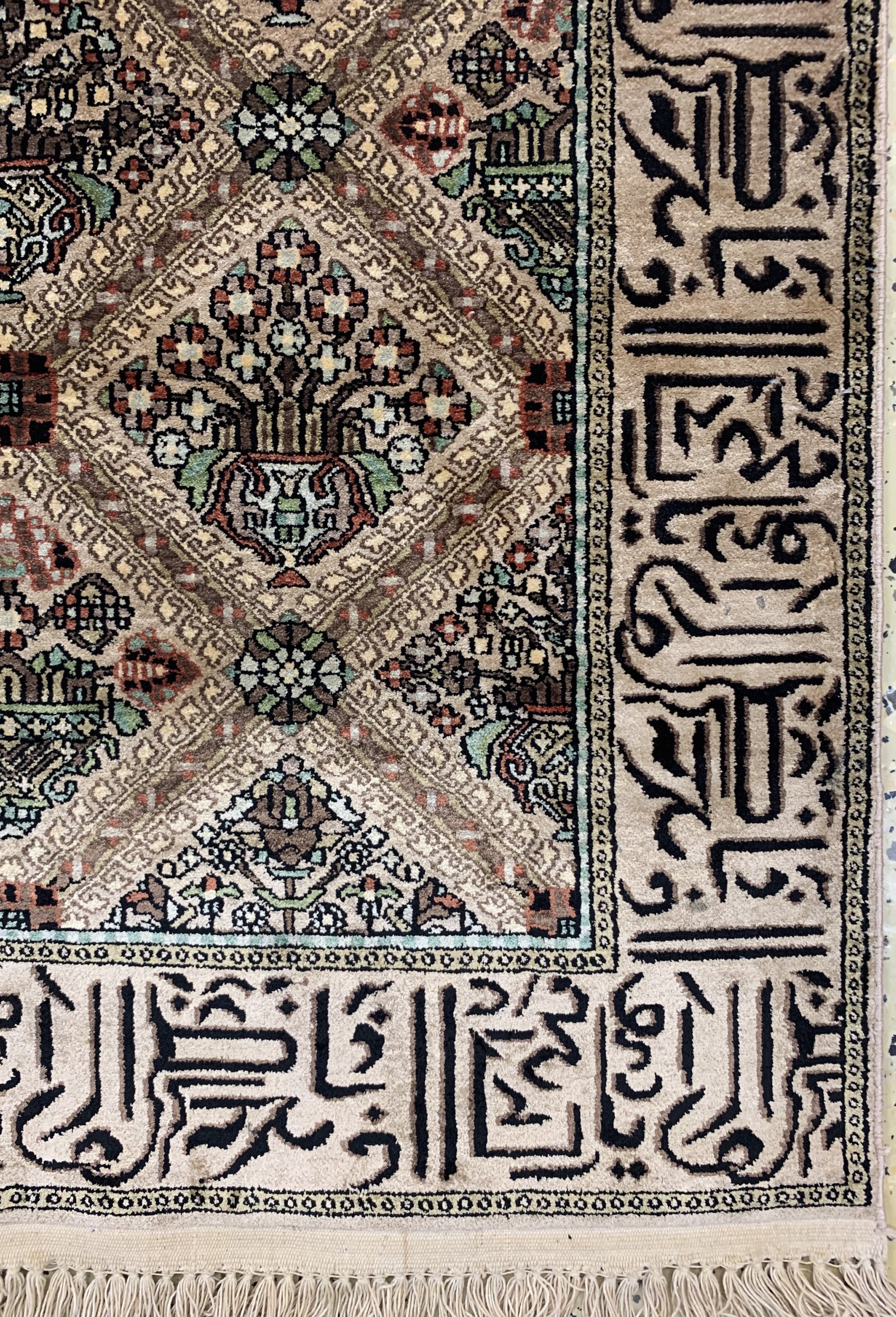 Detail a: Kashmir Seide, Indien, ca. 50 Jahre, Seide auf Baumwolle, ca. 150 x 90 cm, EHZ: 1-2