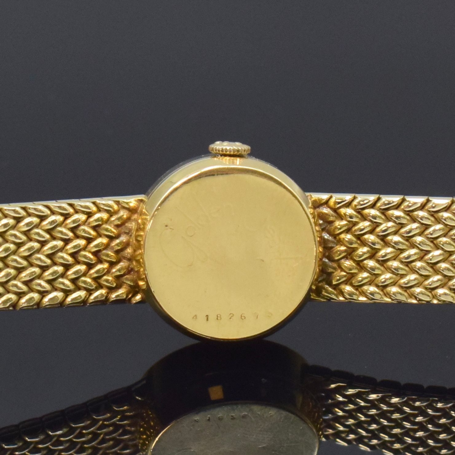 Detail c: ETERNA-MATIC Damenarmbanduhr Golden Heart in GG 750/000, Schweiz um 1960, Automatik, Geh. an neutr. GG 585/000 Band, Boden aufgedr., silb. Zifferbl. ...