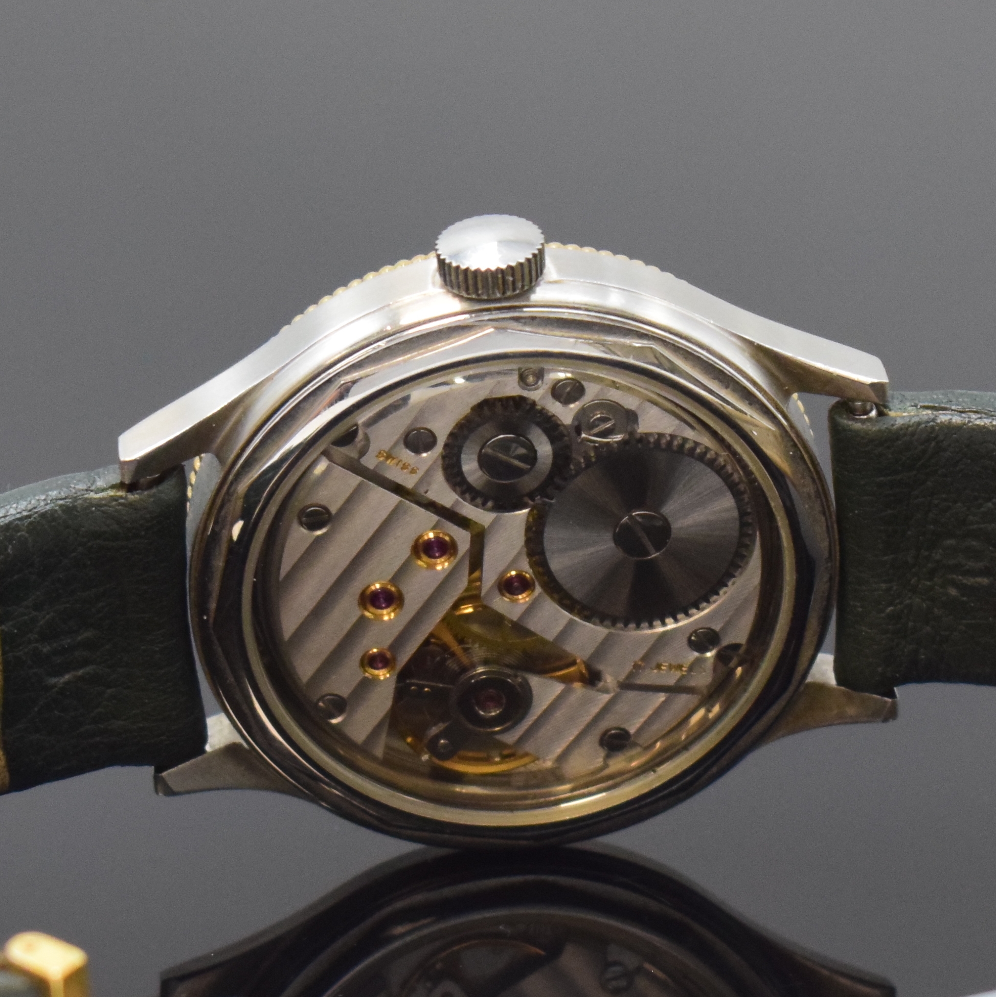 Detail c: PICARD CADET Regulateur Herrenarmbanduhr, Schweiz um 1995, Handaufzug, Edelstahlgeh. beids vergl., Boden verschr., verg. Lünette geriffelt, weißes ...