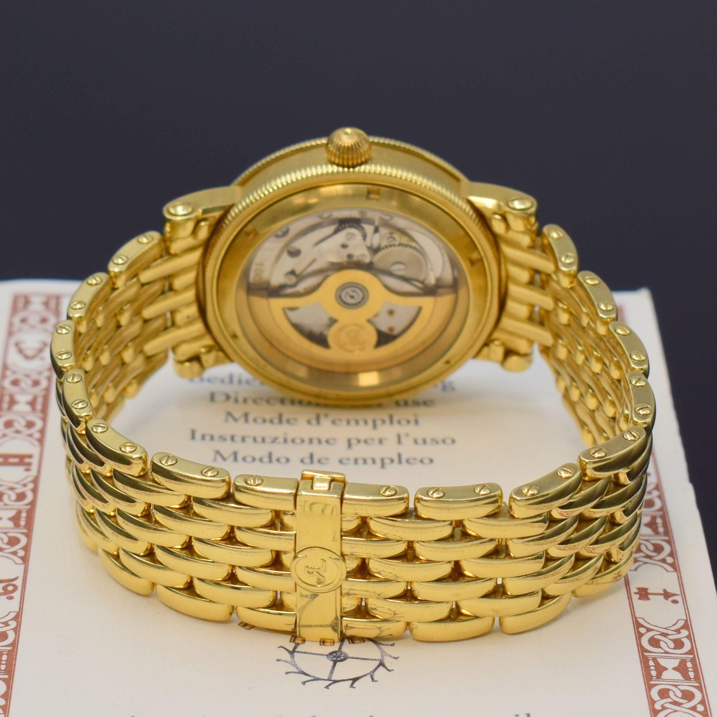 Detail b: CHRONOSWISS Herrenarmbanduhr Regulateur in GG 750/000 Referenz CH 1221, Schweiz um 2000, Automatik, beids. vergl. Geh. inkl. orig. Goldband m. dopp. ...