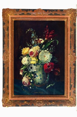 26787900k - Wolf Thaler, 1895 Ortisei-1952 Munich, lush floral still life, oil/canvas, signed bottom center, approx. 57x40cm, frame approx. 72x55cm, studied with C. von Marr and H. Gröber at the Munich Academy