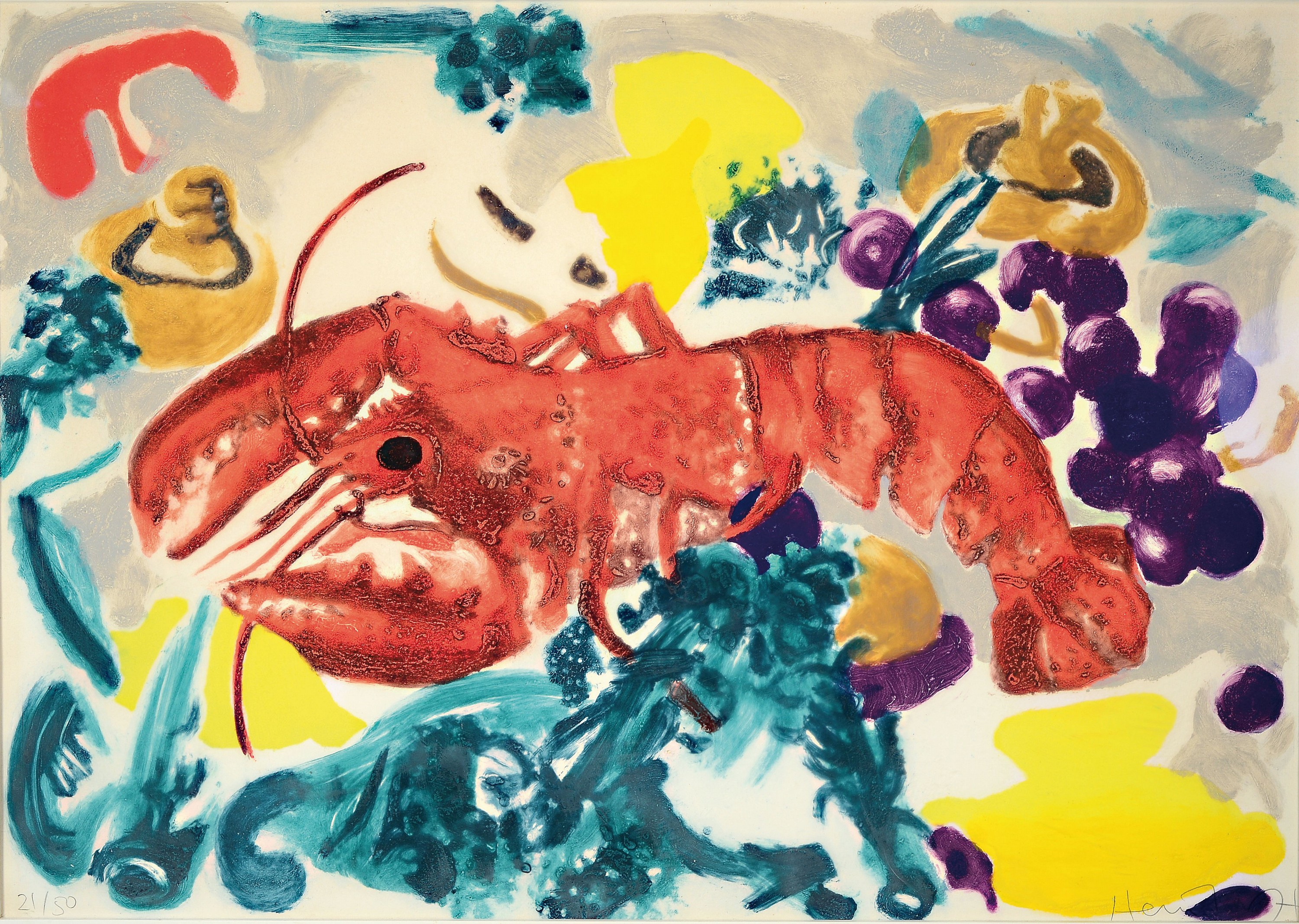 Michael Heindorff, geb. 1949, Lobster, Farbsiebdruck, rechts unten handsign., num. 21/50, ca. 75x106cm, u.Gl., R. ca.