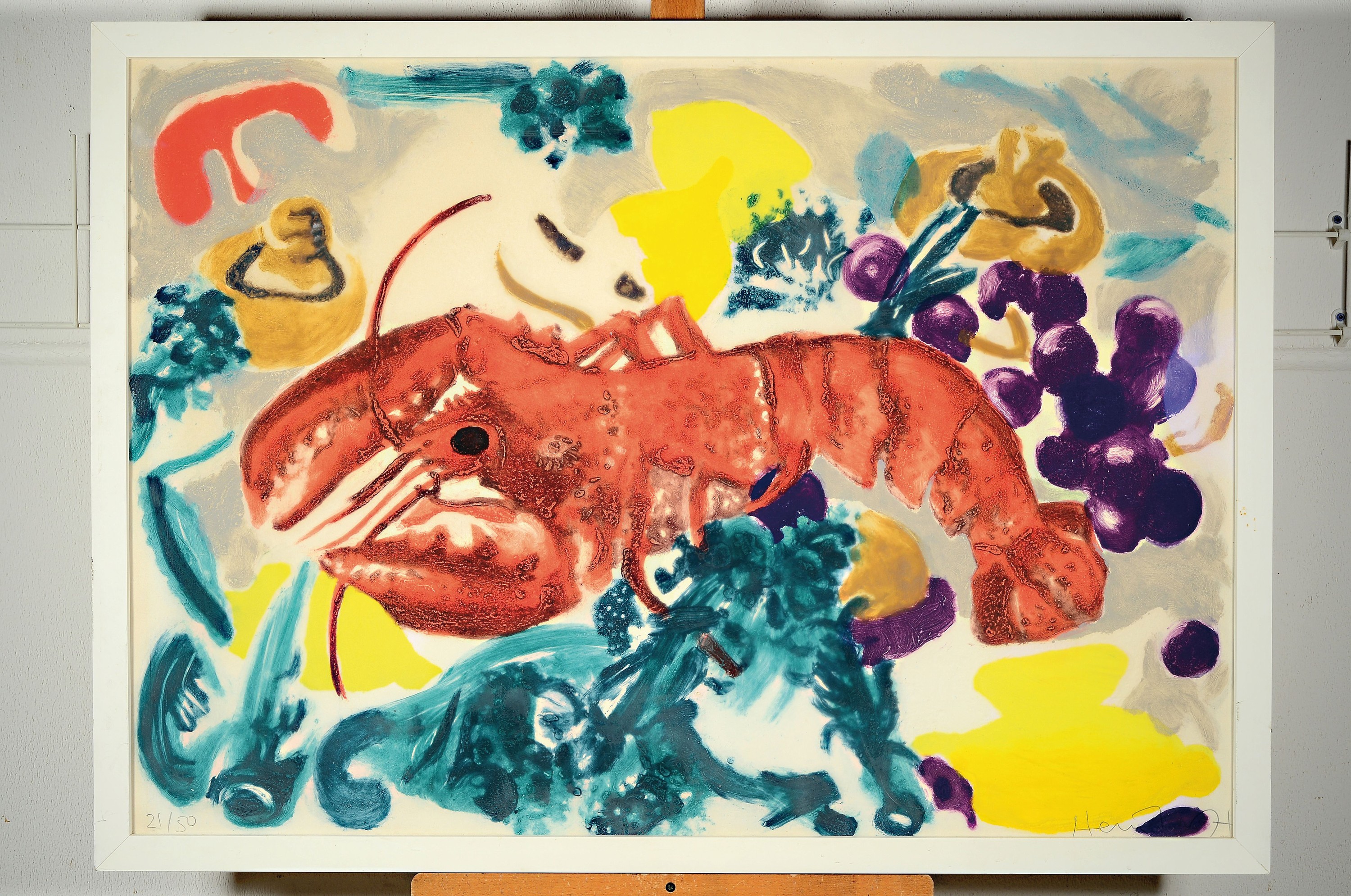 Detail k: Michael Heindorff, geb. 1949, Lobster, Farbsiebdruck, rechts unten handsign., num. 21/50, ca. 75x106cm, u.Gl., R. ca.