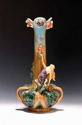 Image Art Nouveau vase, R.M. Krause Schweidnitz, Silesia, 1920s, majolica, colored glaze, ...