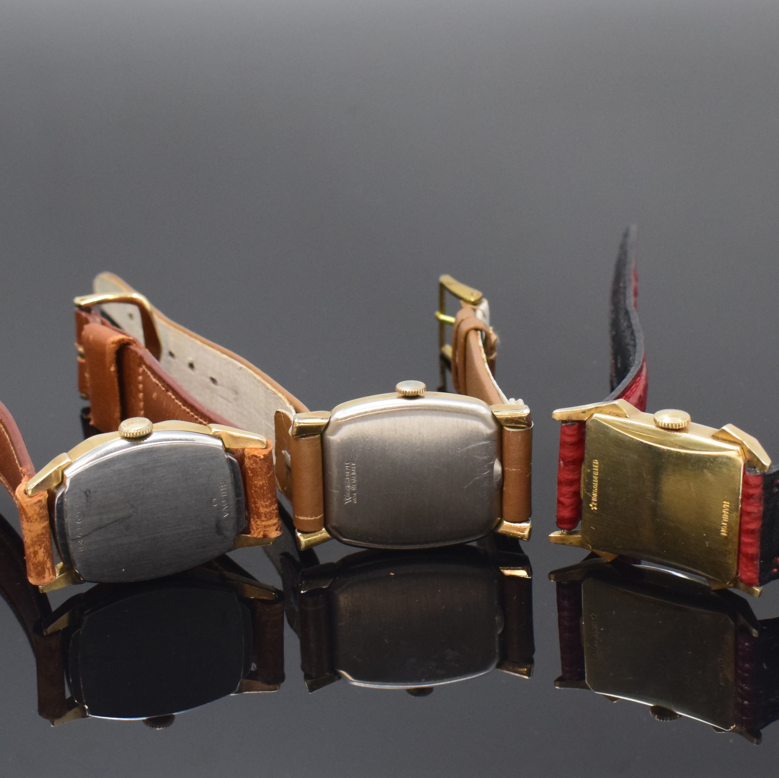 Detail b: HAMILTON, ELGIN und BULOVA 3 Damenarmbanduhren, alle Handaufzug, Schweiz / USA um 1950/60, 1.) Hamilton 10k Gold Filled, silb. Zifferbl. m. aufgel. ...