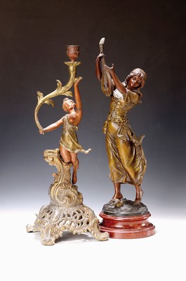 Image Two Art Nouveau figures, probably France, around 1900, Regule/injection molding, ...