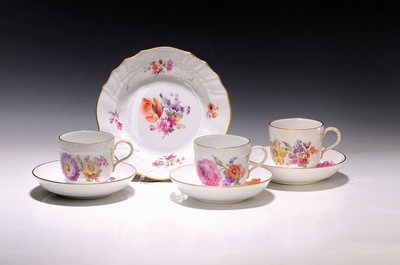 Image 6 cups with saucers, KPM Berlin, around 1900, without painter's mark, flower ...