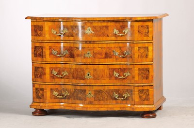 Image Baroque-chest of drawers, around 1750, walnut veneer, double cambered, 4 drawers, ...