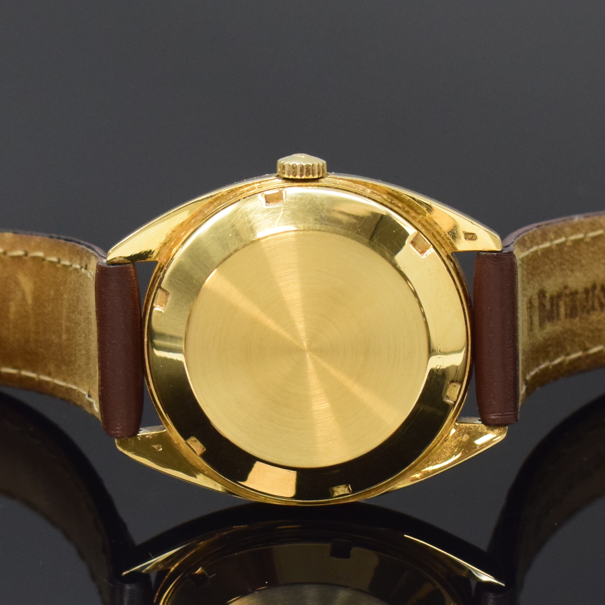 Detail c: GIRARD PERREGAUX Gyromatic Chronometer HF 36000 A/H seltene Herrenarmbanduhr in GG 750/000, Schweiz um 1968, Automatik, Boden verschr., gold. ...