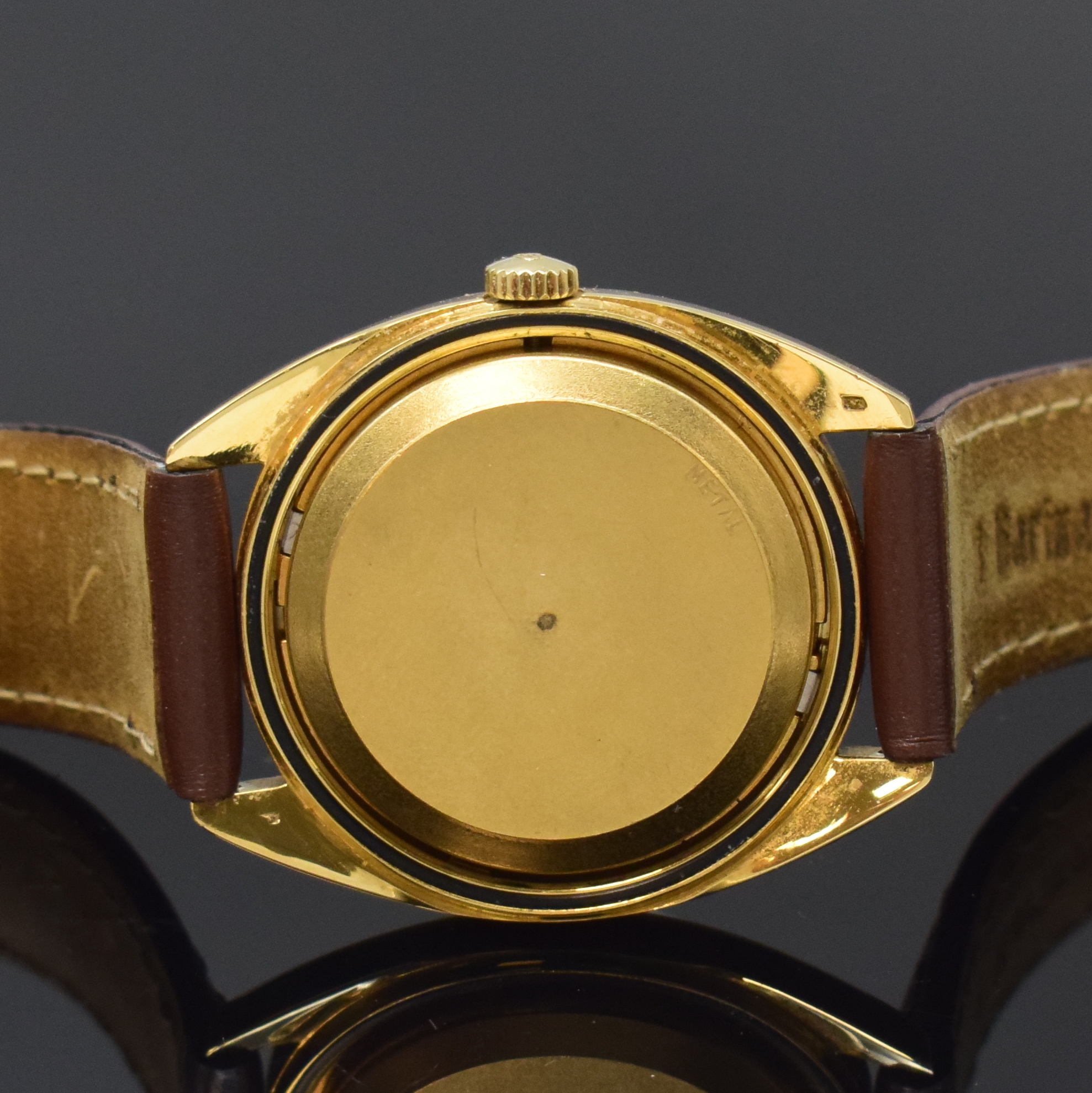 Detail d: GIRARD PERREGAUX Gyromatic Chronometer HF 36000 A/H seltene Herrenarmbanduhr in GG 750/000, Schweiz um 1968, Automatik, Boden verschr., gold. ...