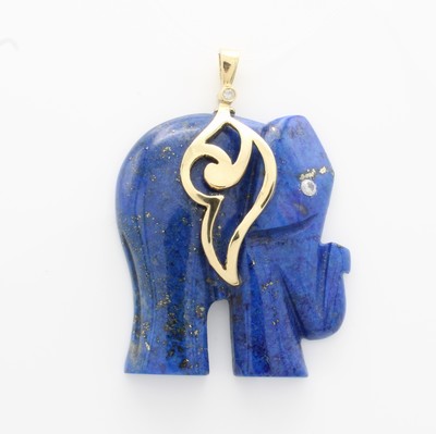 Image Anhänger "Elefant" mit Lapislazuli und Diamanten