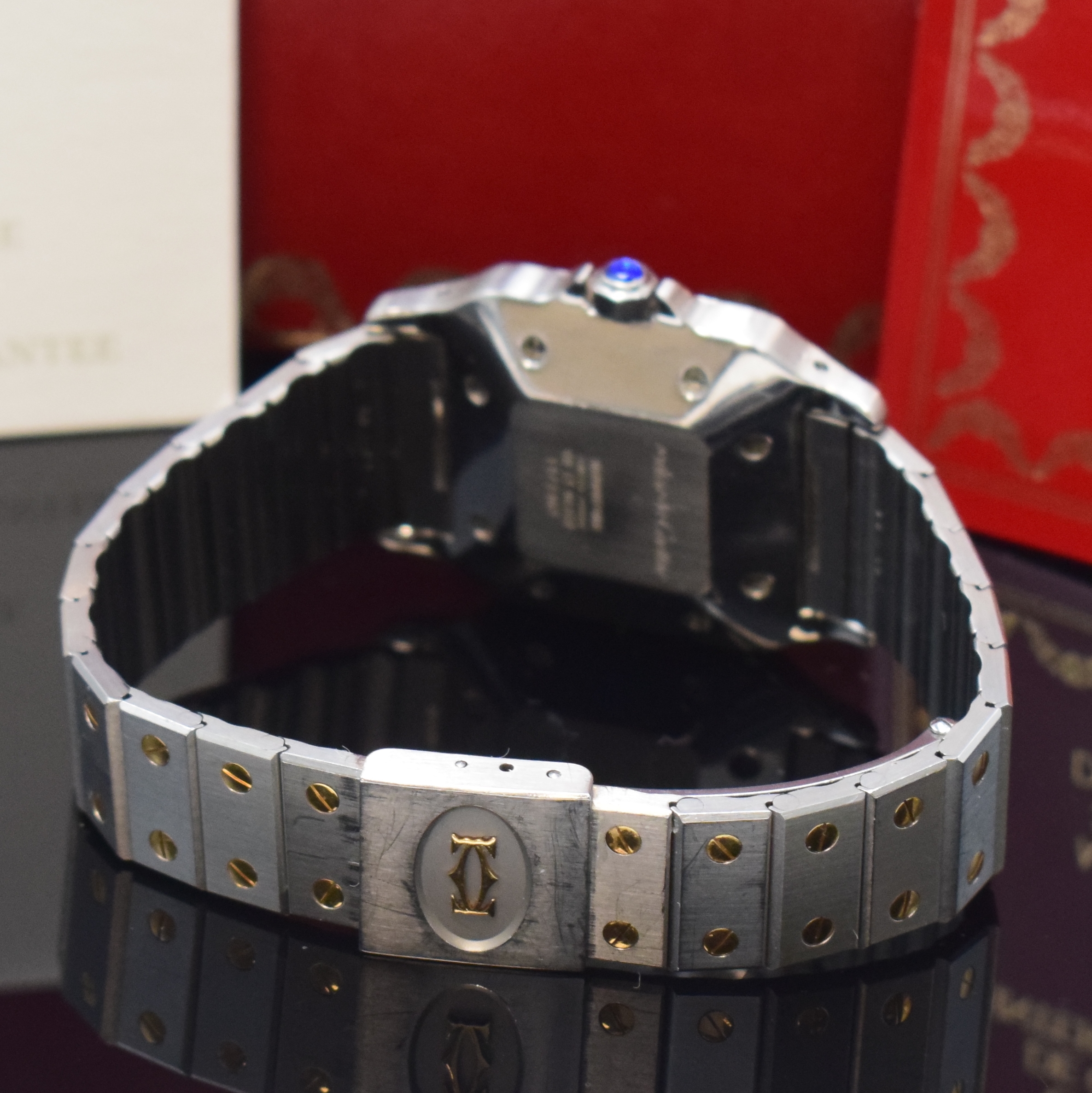 Detail b: CARTIER Santos Herrenarmbanduhr, Automatik, Edelstahl/Gold kombiniert inkl. Gliederband m. Faltschl., Monocoque-Geh., Lünette 8-fach verschr., ...