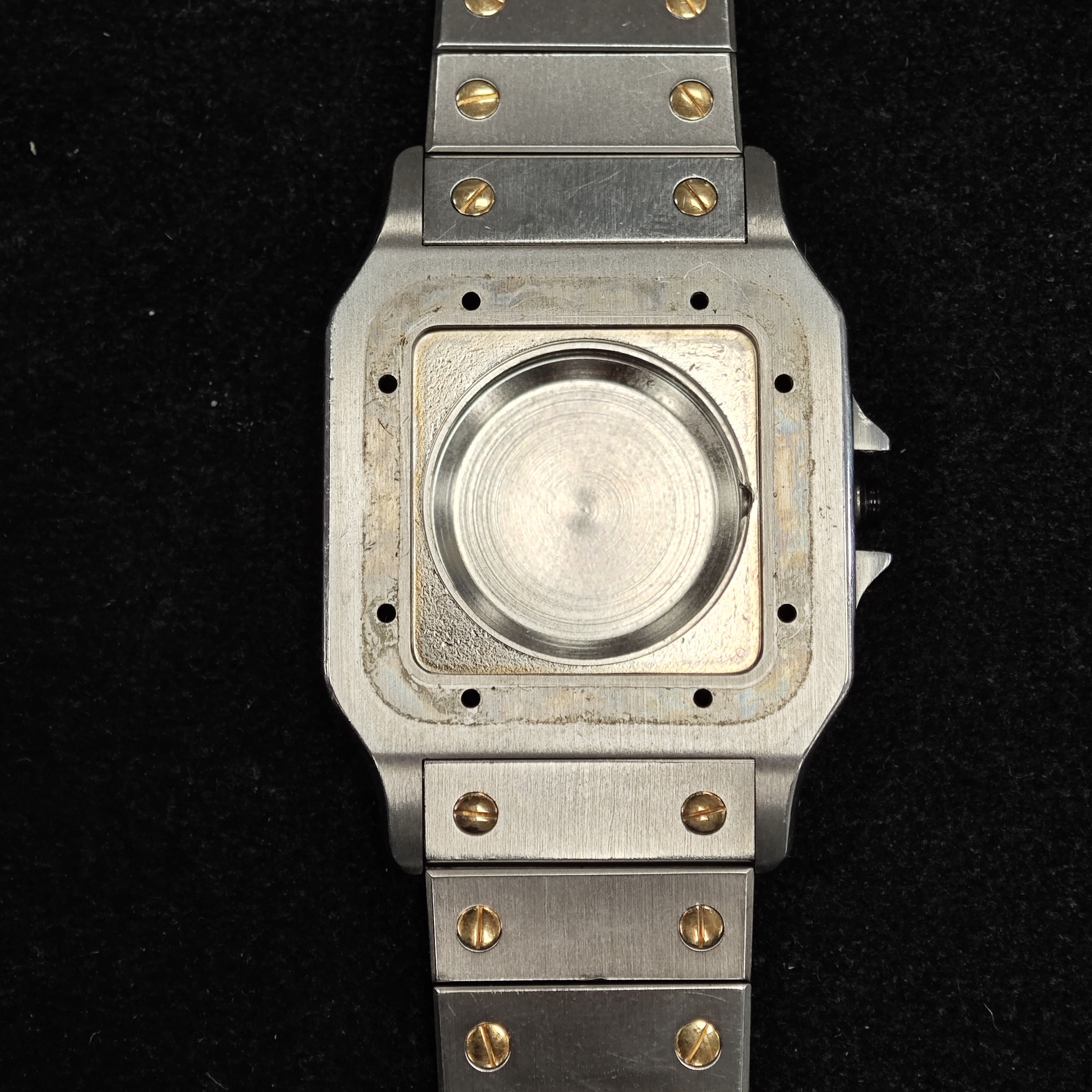 Detail g: CARTIER Santos Herrenarmbanduhr, Automatik, Edelstahl/Gold kombiniert inkl. Gliederband m. Faltschl., Monocoque-Geh., Lünette 8-fach verschr., ...