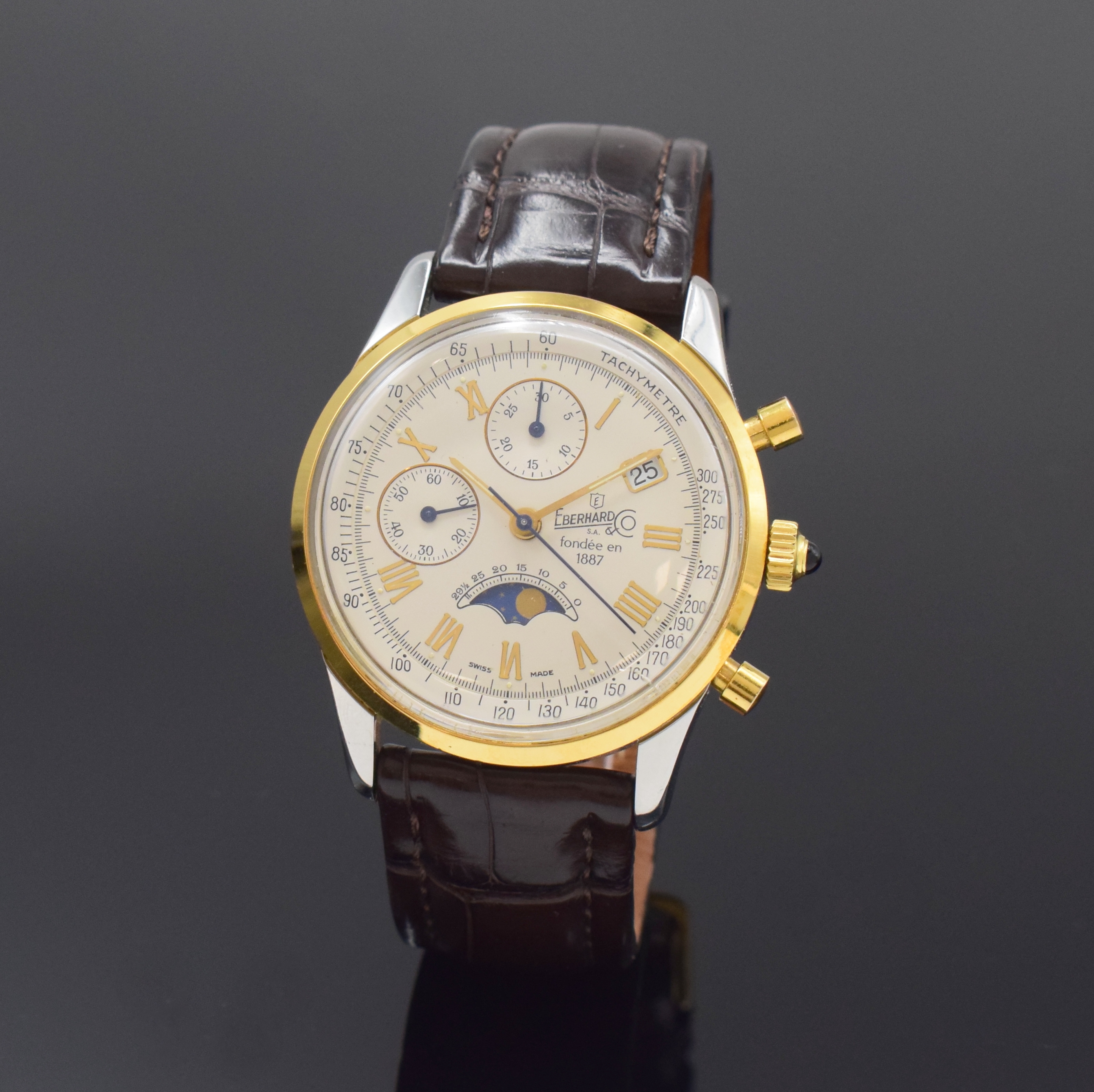 EBERHARD & Co. auf 989 Stück limitierter Jubiläumschronograph, Handaufzug, Schweiz um 1992, herausgegeben anl. der 75 jährigen ...