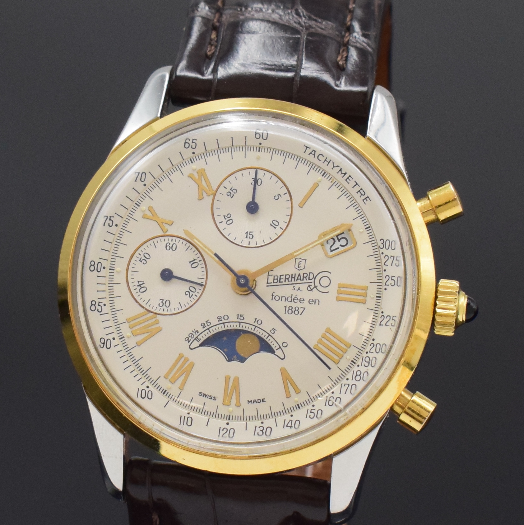 Detail a: EBERHARD & Co. auf 989 Stück limitierter Jubiläumschronograph, Handaufzug, Schweiz um 1992, herausgegeben anl. der 75 jährigen ...