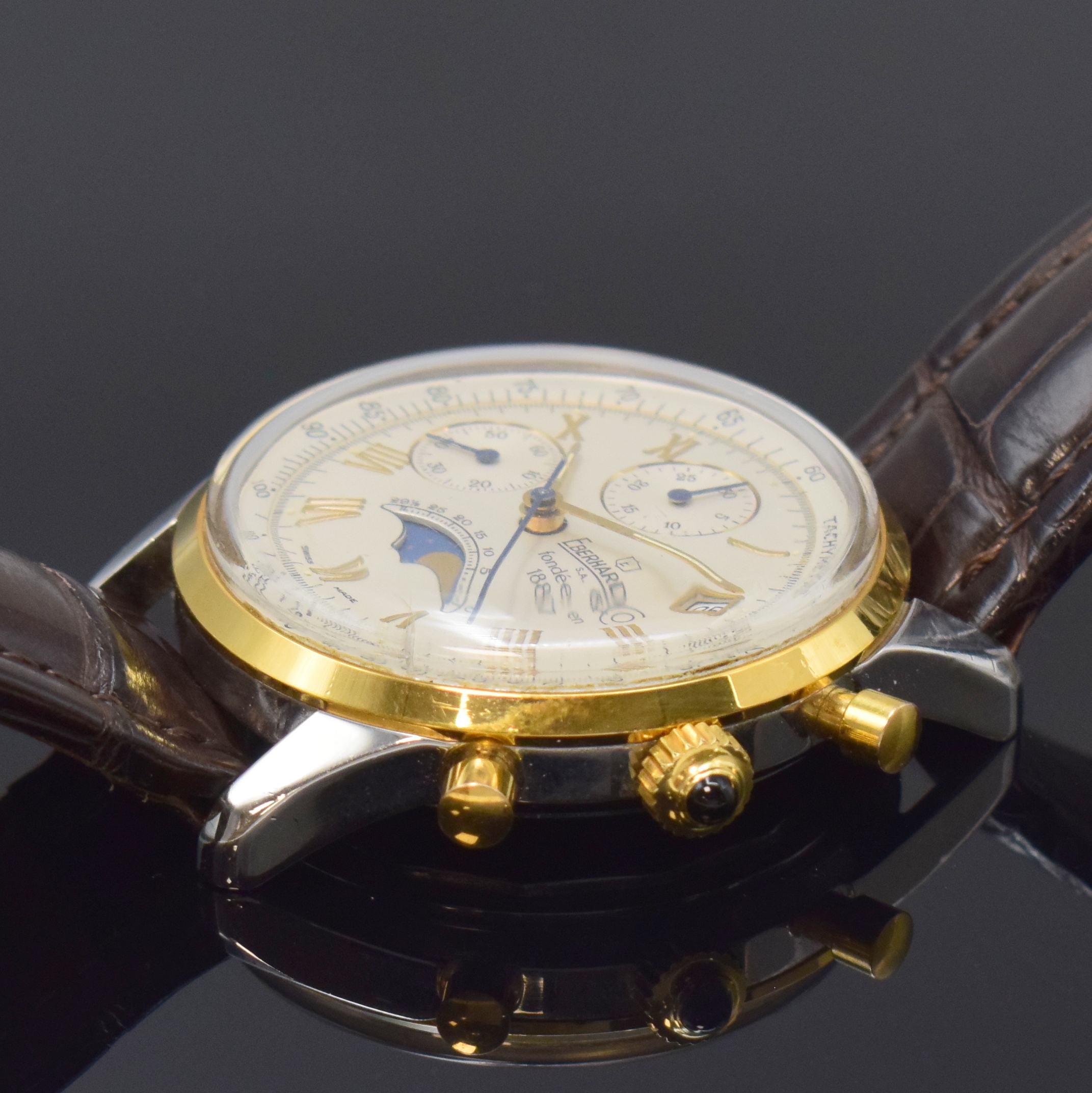 Detail b: EBERHARD & Co. auf 989 Stück limitierter Jubiläumschronograph, Handaufzug, Schweiz um 1992, herausgegeben anl. der 75 jährigen ...