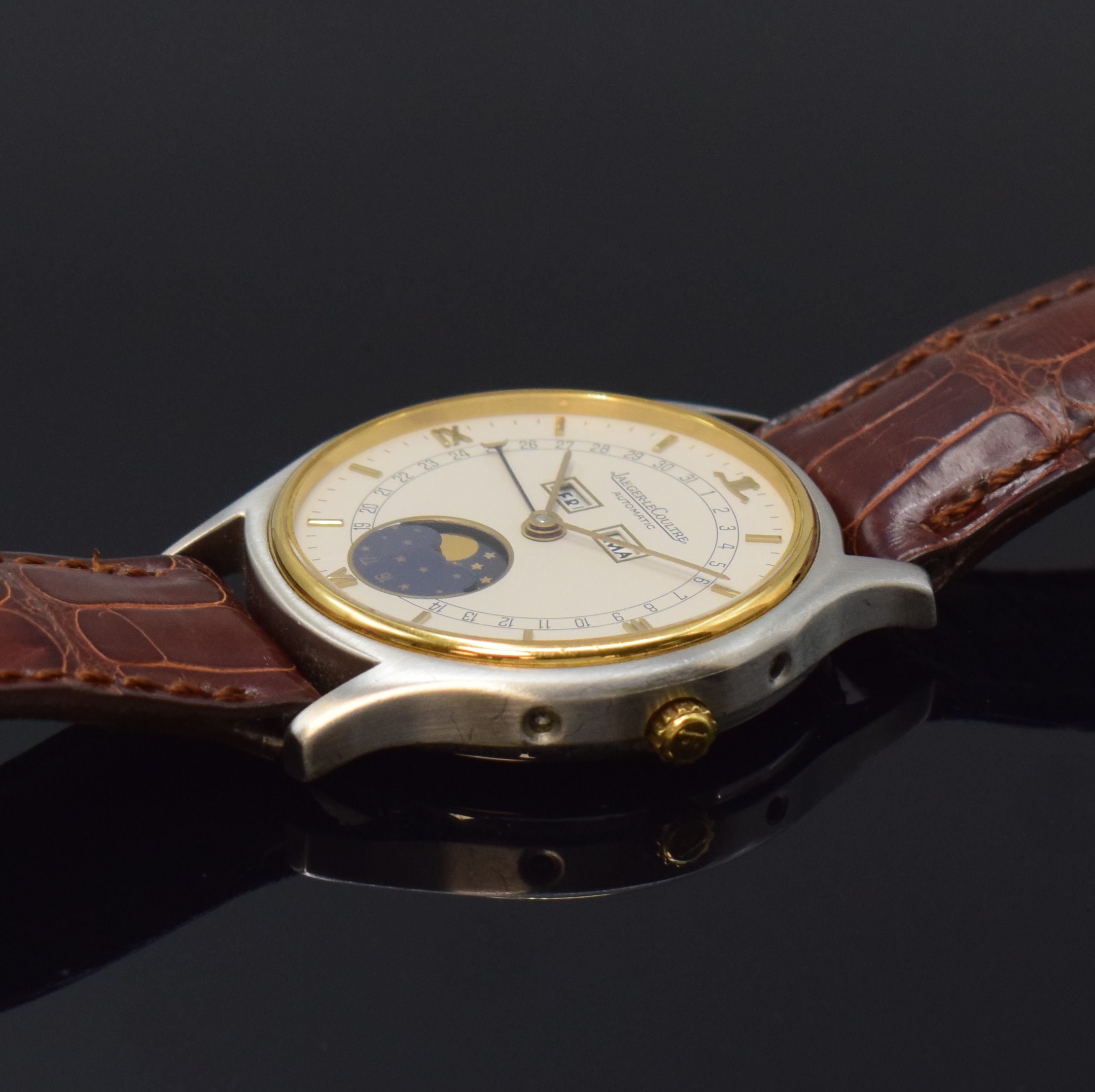 Detail b: Jaeger-LeCoultre feine, astronomische Herrenarmbanduhr Referenz 141.119.5, Automatik, Edelstahl/Gold kombiniert inkl. orig. Lederband m. verg. orig. ...