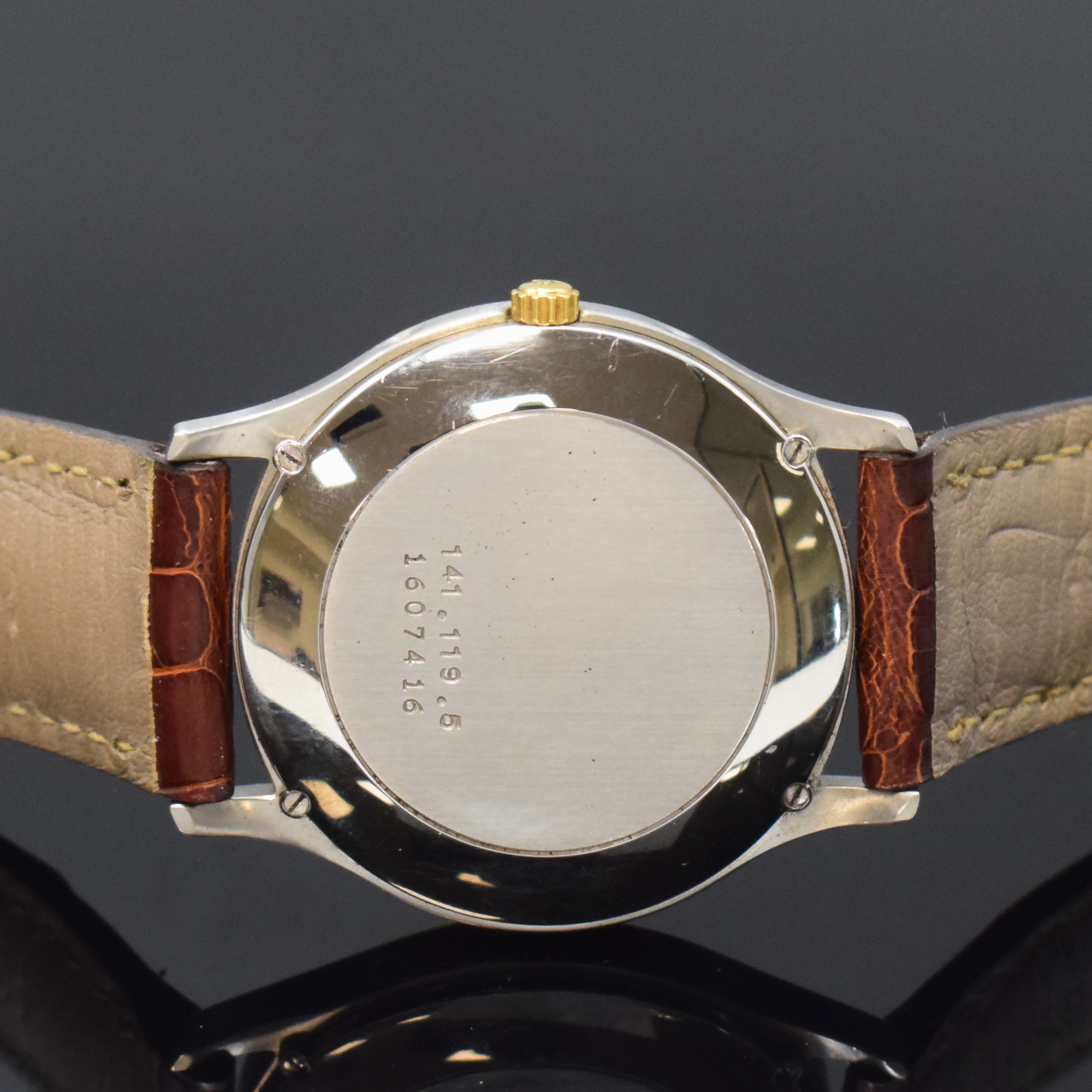 Detail d: Jaeger-LeCoultre feine, astronomische Herrenarmbanduhr Referenz 141.119.5, Automatik, Edelstahl/Gold kombiniert inkl. orig. Lederband m. verg. orig. ...