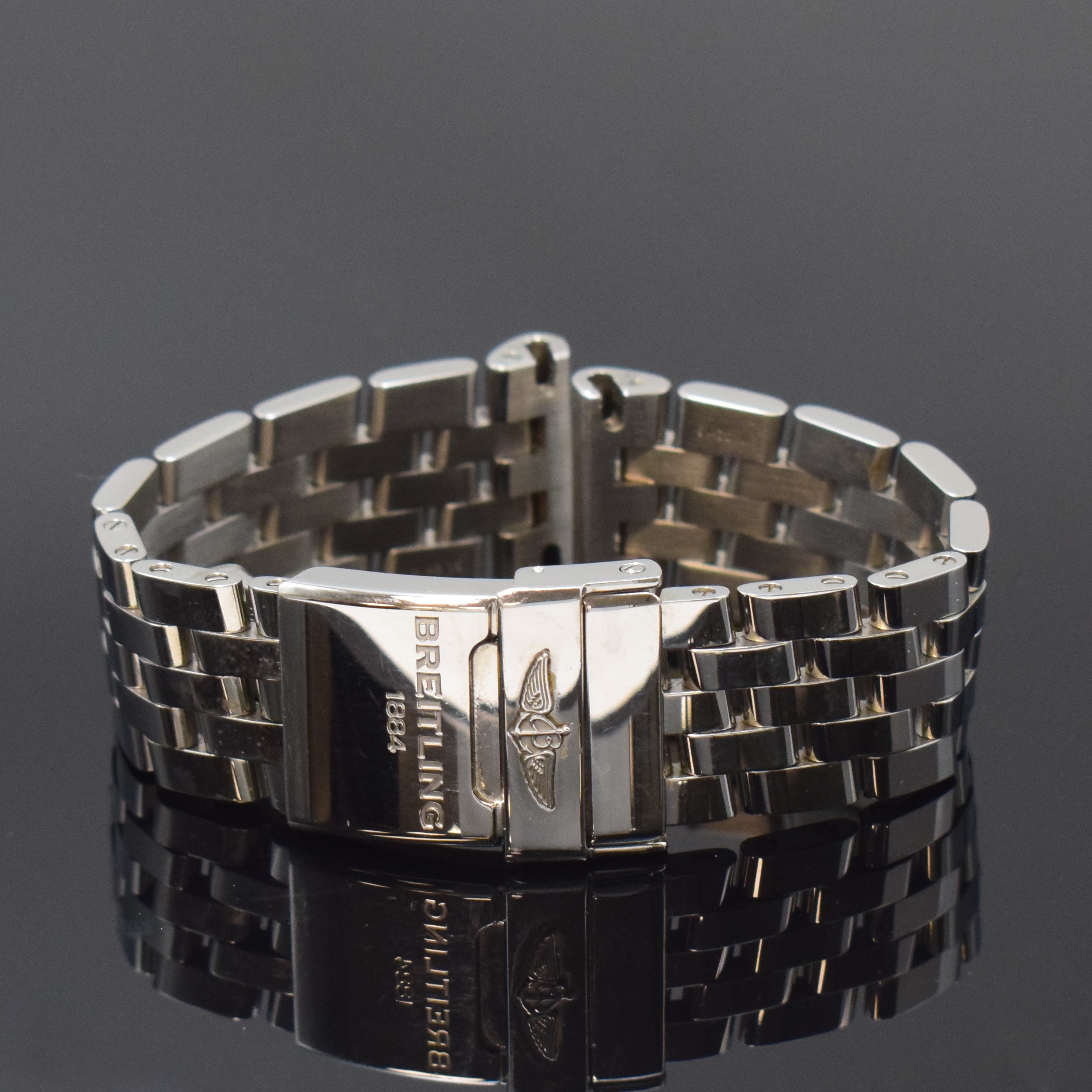 BREITLING Pilotband in Edelstahl Referenz 392A, passend für Modell Galactic, 5-reihig, Faltschl., Bandanstoß-Breite ca. 18 mm, L. ca. 15 cm, wenig ...