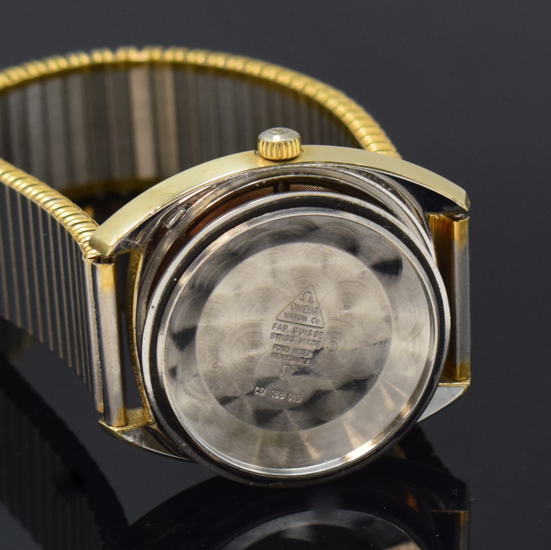 Detail f: OMEGA Constellation Chronometer Herrenarmbanduhr Referenz 168019, Schweiz um 1969, Automatik, verg. Geh. in Stahl, Boden m. Darst. Sternwarte ...
