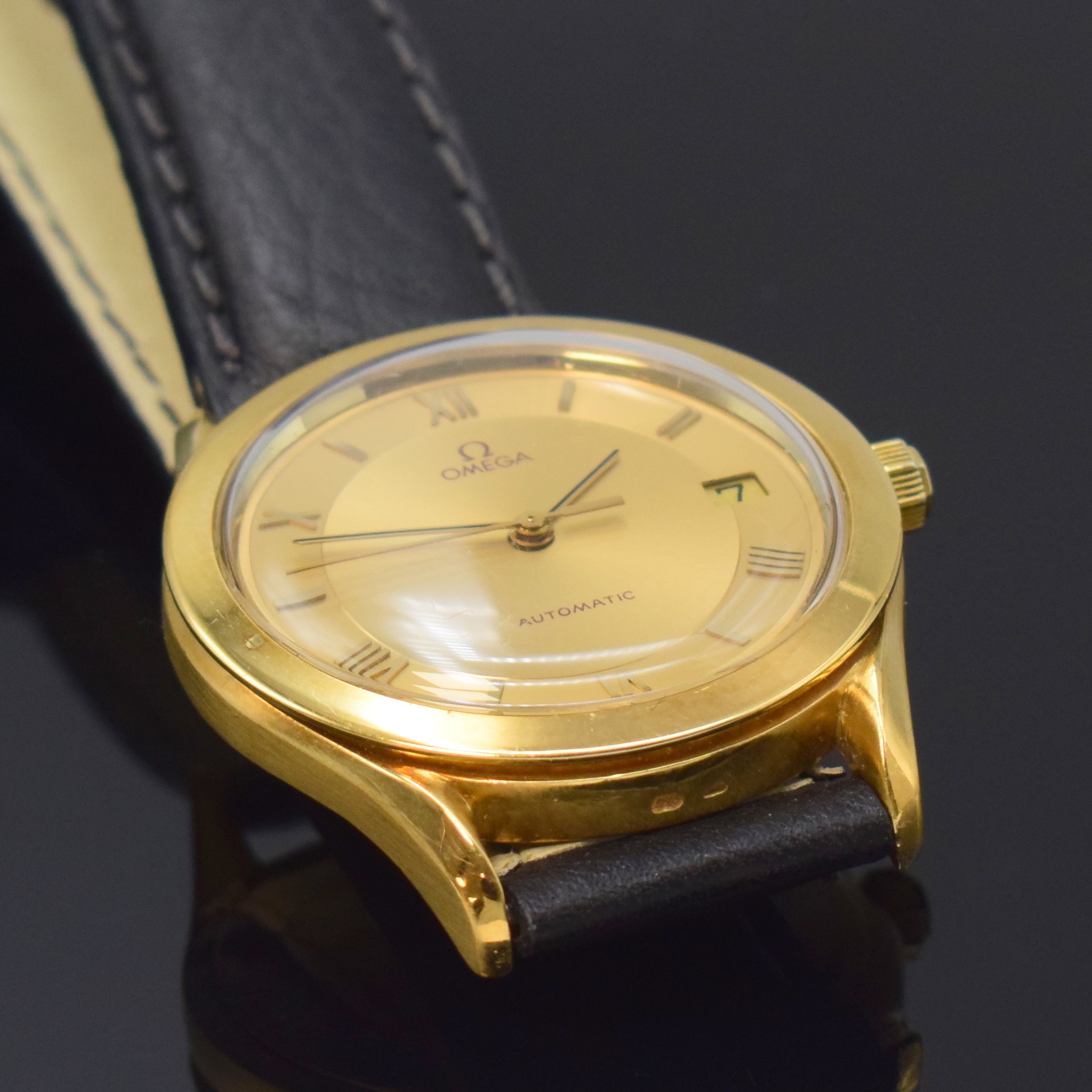 Detail c: OMEGA Herrenarmbanduhr "Speedmaster Classic" in GG 750/000 Referenz BA 166.0285, Schweiz um 1990, Automatik, Boden aufgedr., gold. ...