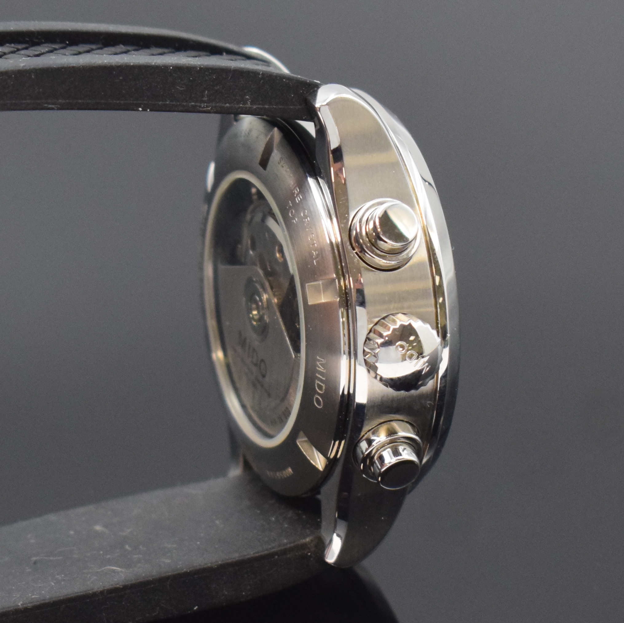 Detail b: MIDO Multifort Herrenchronograph Referenz M005614A, Schweiz um 2010, Automatik, Edelstahlgeh. inkl. neutr. Kautschukband m. Faltschl., beids. vergl., ...