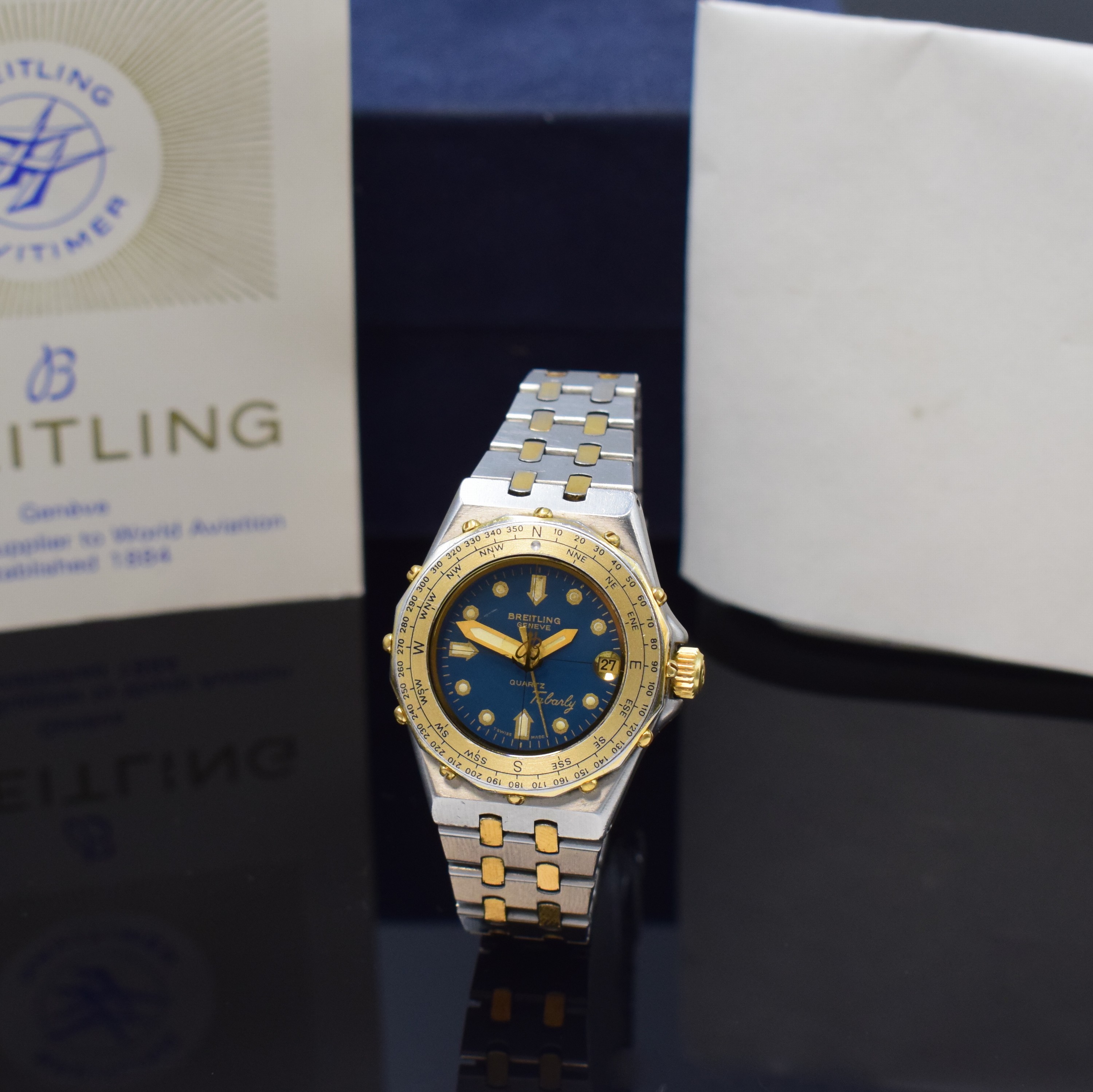 BREITLING Tabarly Damenarmbanduhr Referenz 80790, quarz, Navigationsuhr in Stahl inkl. Gliederband m. Faltschl. z. T. verg., Boden und Krone ...