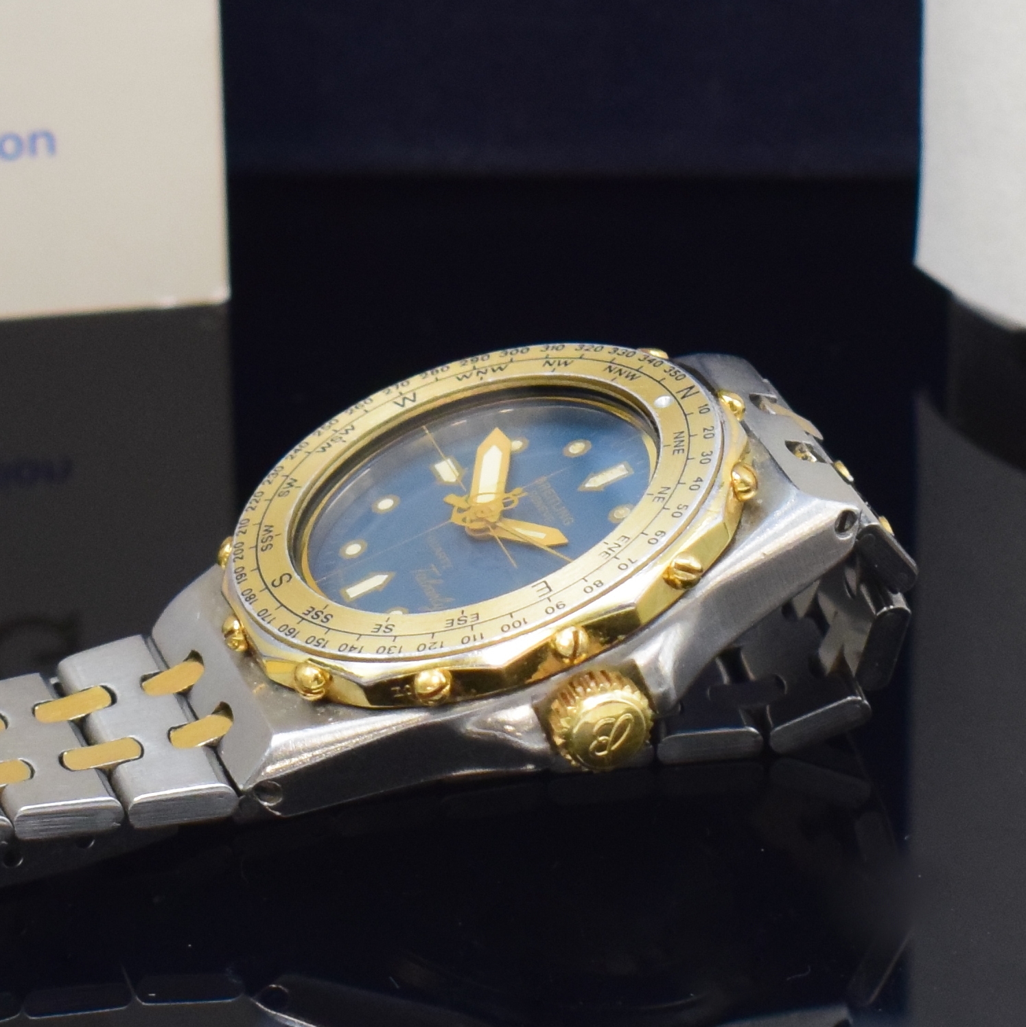 Detail c: BREITLING Tabarly Damenarmbanduhr Referenz 80790, quarz, Navigationsuhr in Stahl inkl. Gliederband m. Faltschl. z. T. verg., Boden und Krone ...