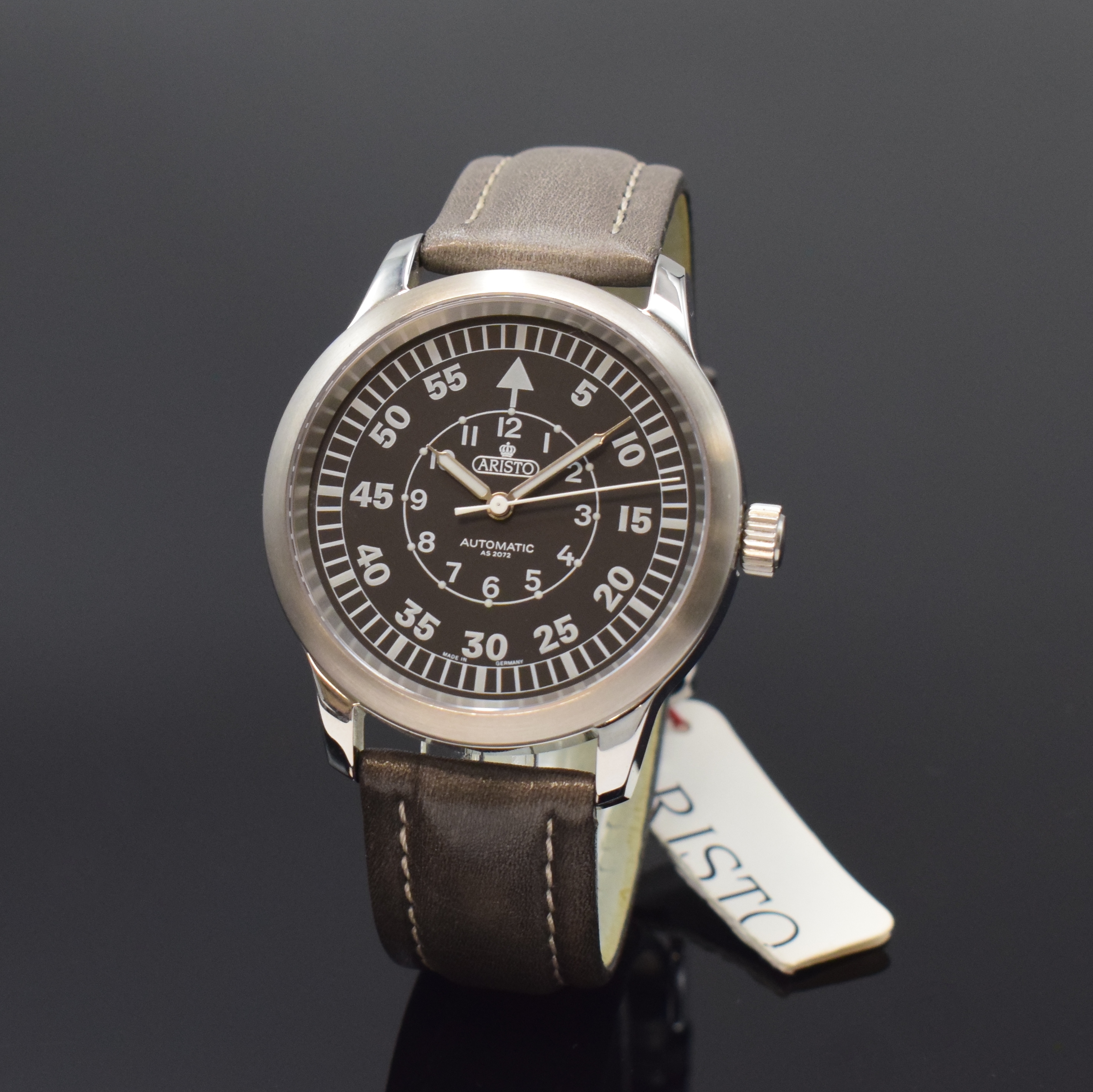 ARISTO 7H17 Offizier auf 500 Stück limitierte Herrenarmbanduhr, Deutschland um 2010, Automatik, Edelstahlgeh. inkl. orig. Lederband m. Dornschl., ...