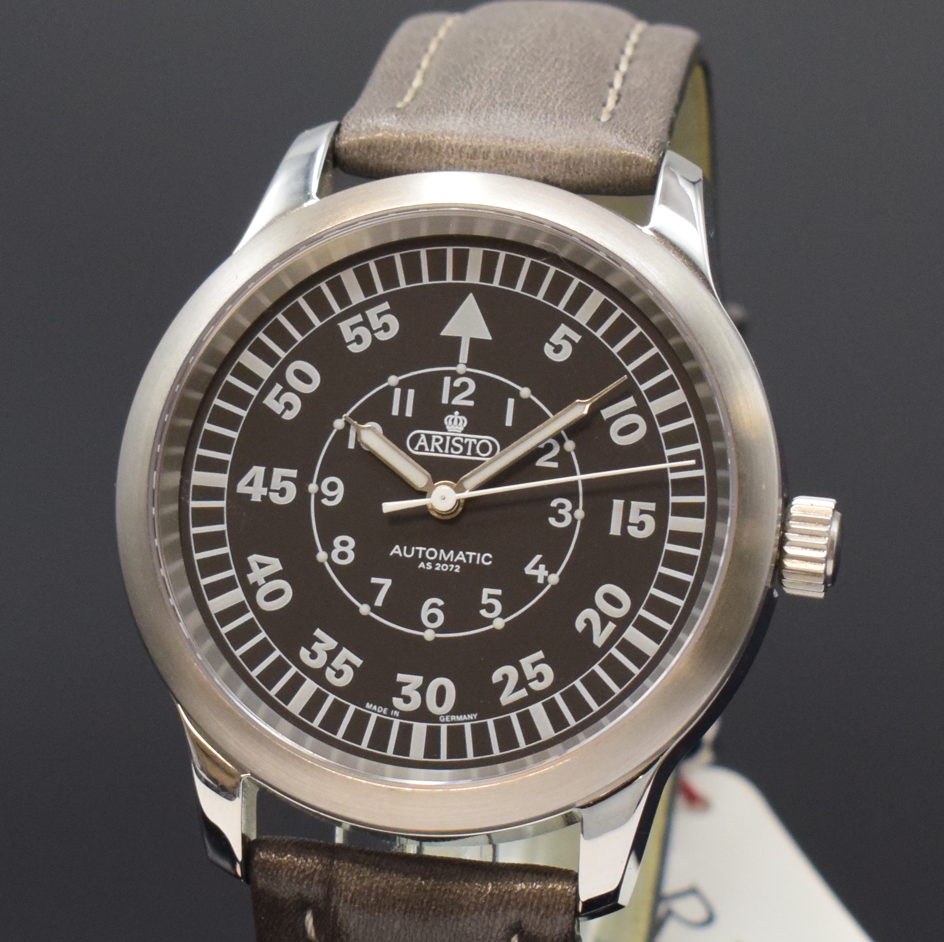 Detail a: ARISTO 7H17 Offizier auf 500 Stück limitierte Herrenarmbanduhr, Deutschland um 2010, Automatik, Edelstahlgeh. inkl. orig. Lederband m. Dornschl., ...