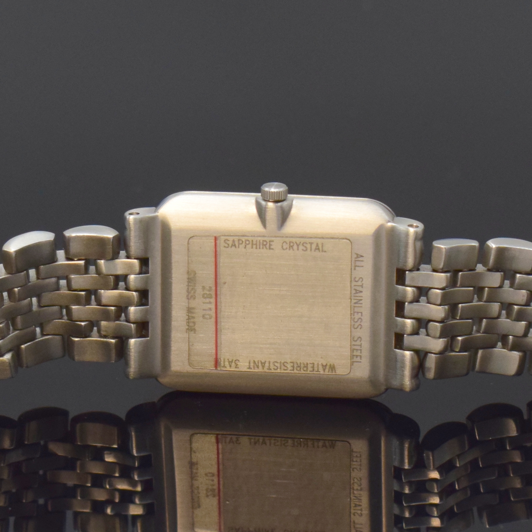 Detail d: NIVREL Damenarmbanduhr in Stahl, Schweiz um 2010, quarz, Glasrand aufgedr., neutr. Gliederband m. dopp. Faltschl., Saphirgl., graues Zifferbl. m. ...