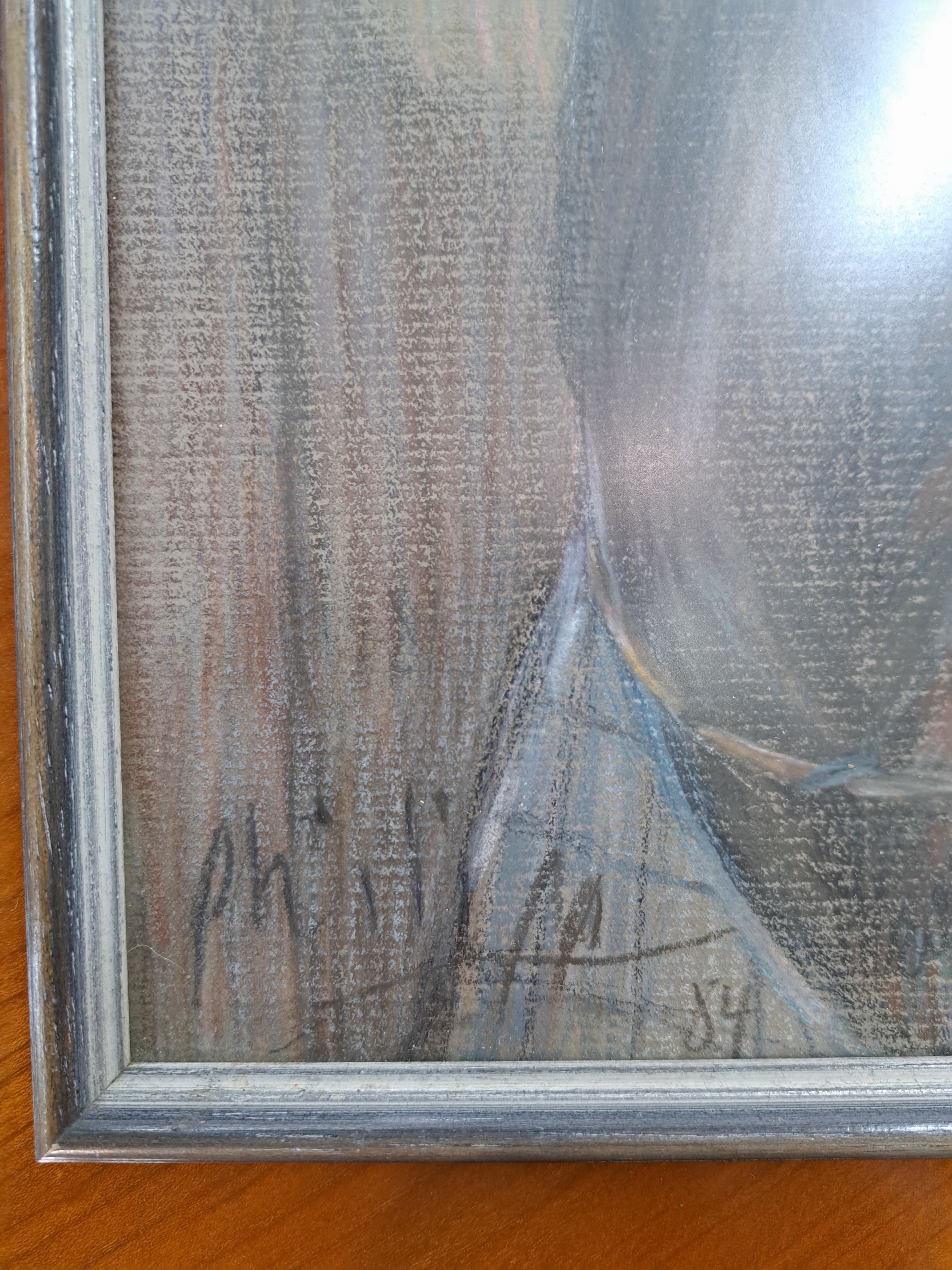 Detail a: Klaus Philipp, Pferdeporträt und Bildband, 1. Pferdeporträt einer Hannoveraner Stute, Abstammung: Hengst Adlerfarn II., Wachskreide, von 1984, ...
