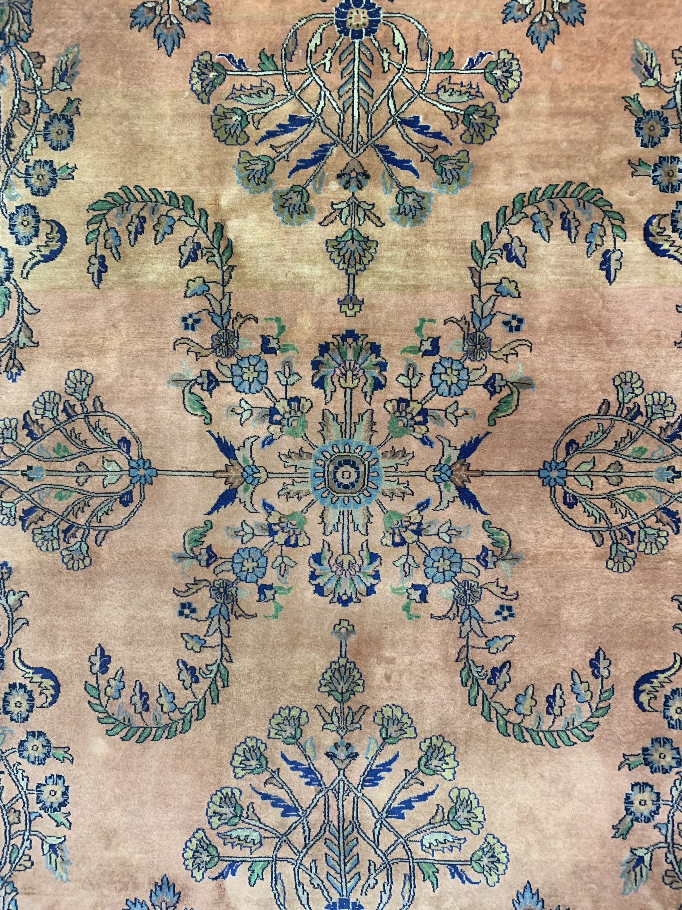 Detail c: Sarogh Mohajeran fein, Indien, Ende 20.Jhd,Korkwolle auf Baumwolle, ca. 303 x 246 cm, EHZ: 2