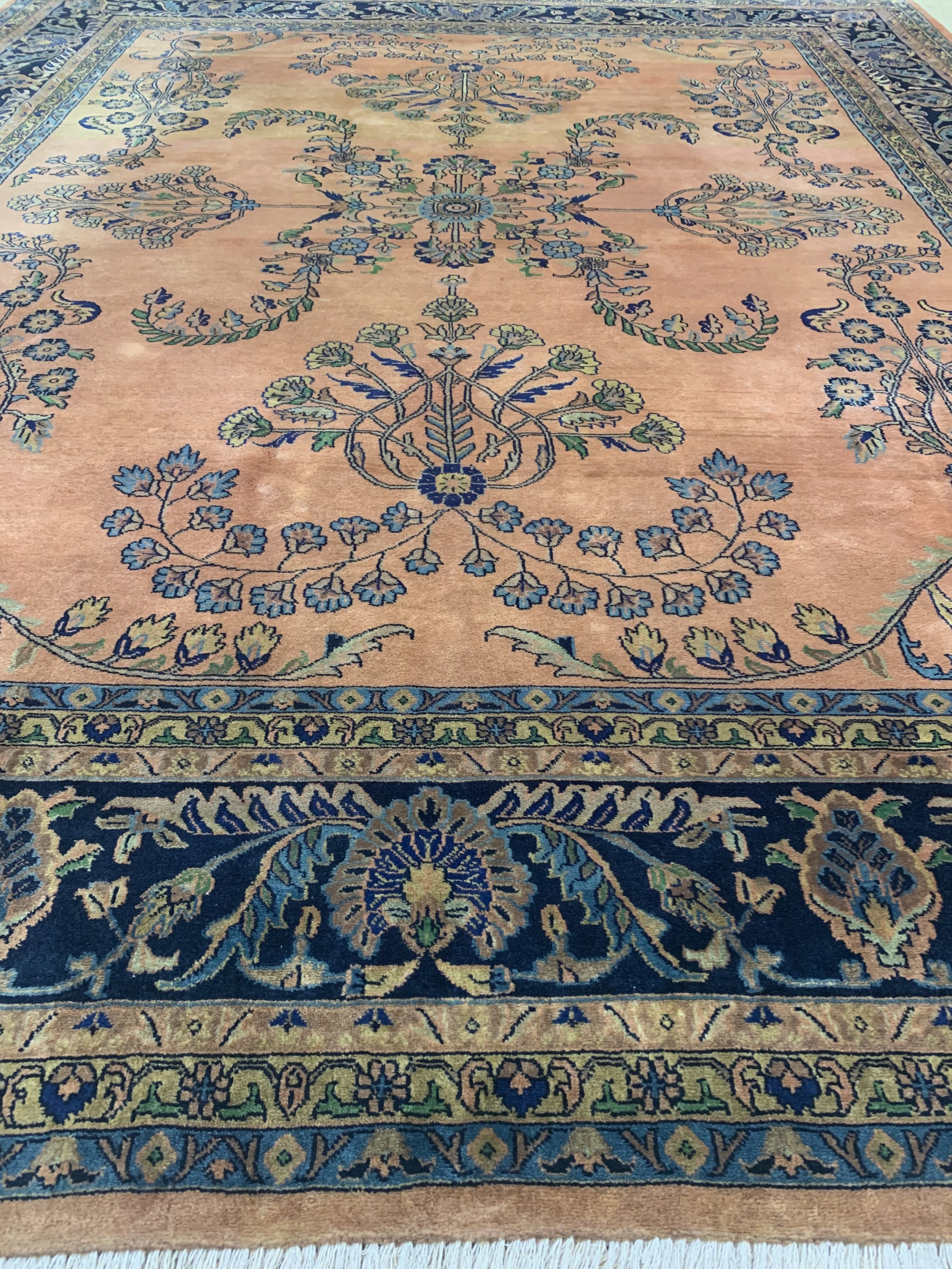 Detail f: Sarogh Mohajeran fein, Indien, Ende 20.Jhd,Korkwolle auf Baumwolle, ca. 303 x 246 cm, EHZ: 2