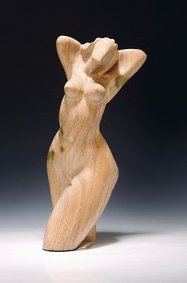 Image Two sculptures, Wayan Winten, born 1961, sculpture, wood, female nude, signed on the ...