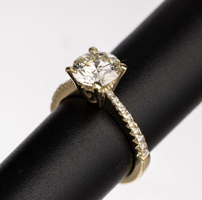 Image 14 kt Gold Brillant Solitär Ring, GG 585/ 000, 1 Brillant ca. 1.60 ct Light ...