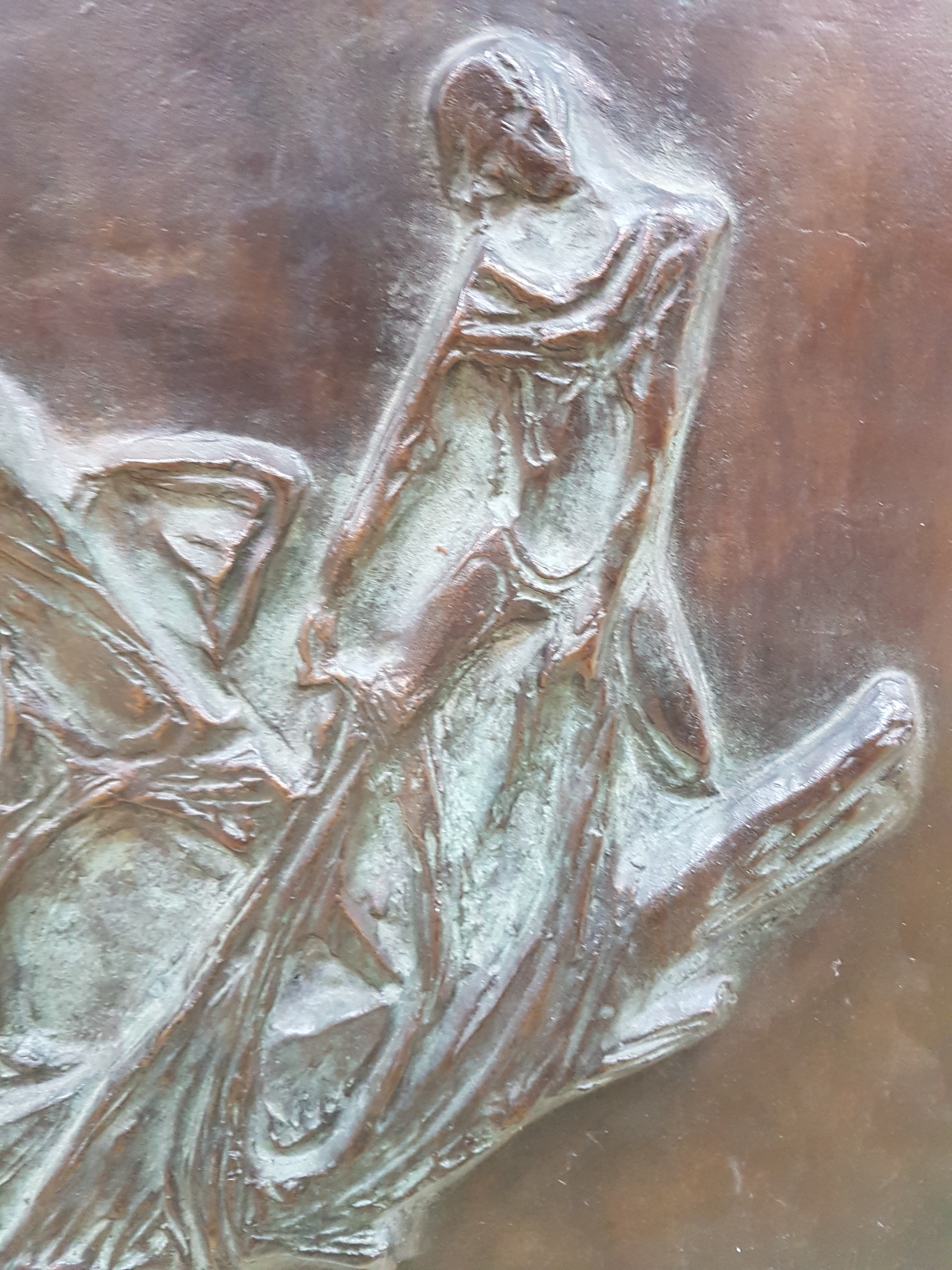 Detail c: Bronzerelief von Richard Menges, 1910-1998 Kaiserslautern, Der große Fischzug, wohl Modell zur großen Fassadenskulptur an der Stadtsparkasse ...