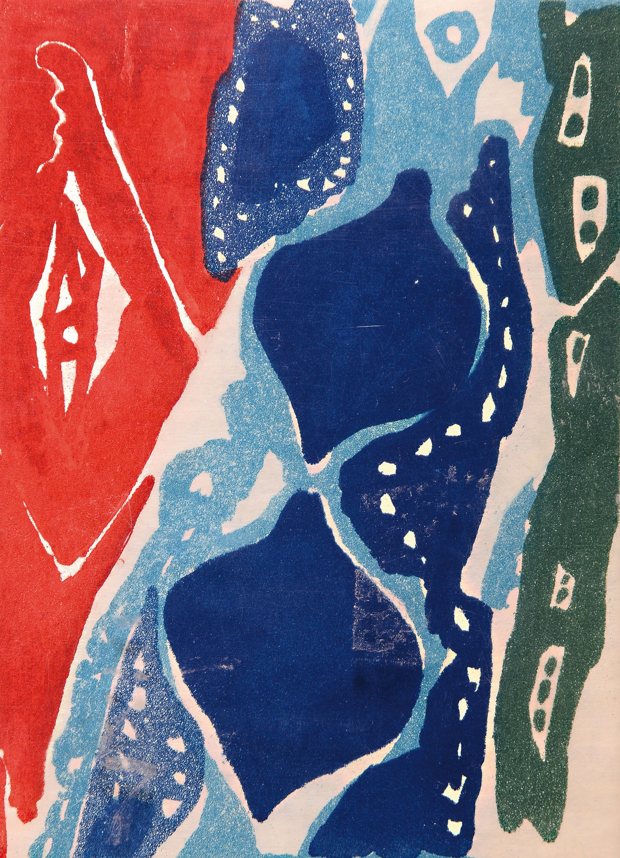 Ernst Wilhelm Nay, 1902 Berlin-1968 Köln, Aquatintaradierung mit Neujahrsglückwünsch derGalerie Wolfgang Ketterer München von 1966, gefalteter ...