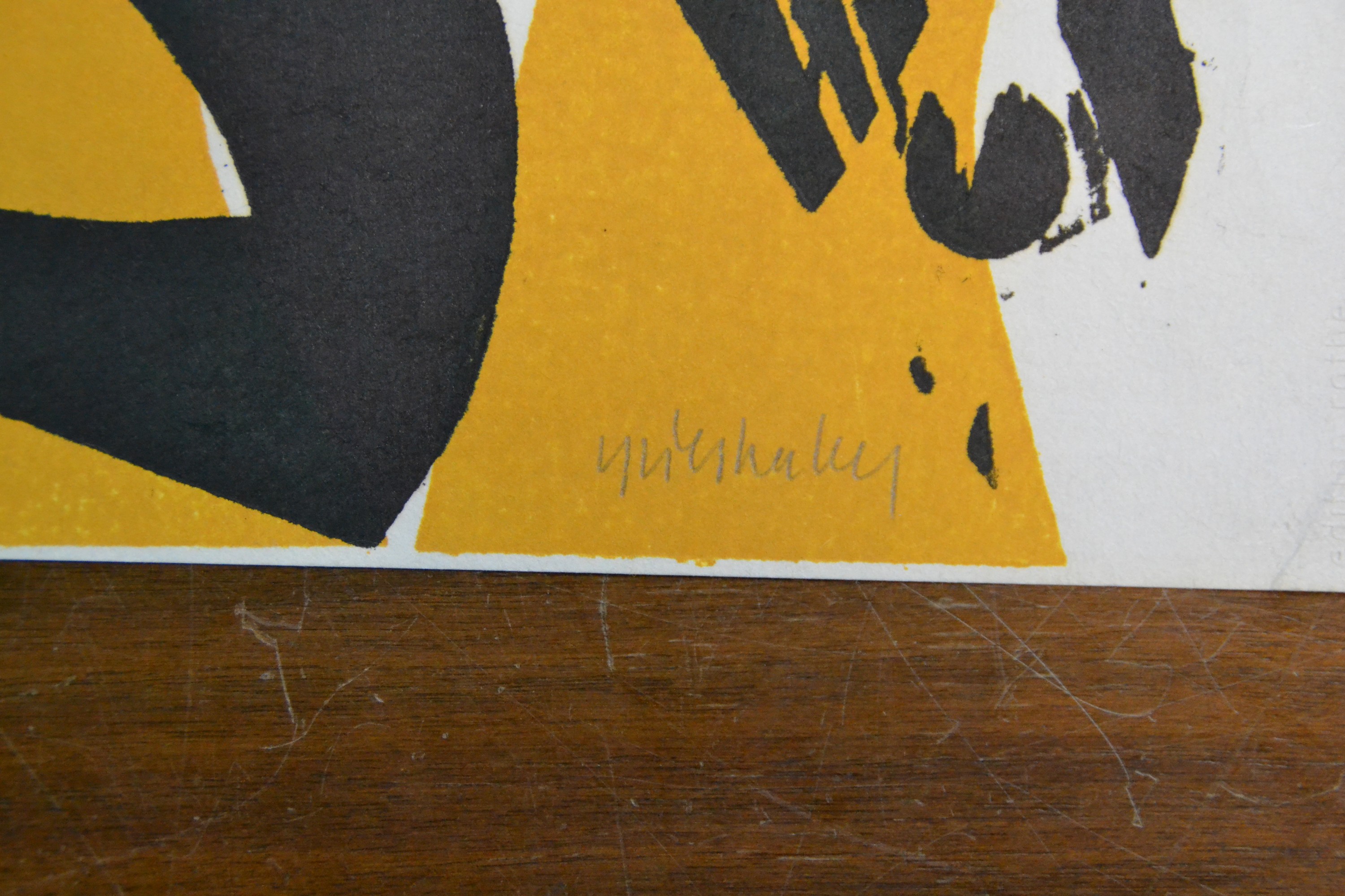 Detail b: HAP Grieshaber, 1909 Rot an der Rot - 1981 Eningen, Farbholzschnitt, "hommage a rothe",1968, Ed. 9/100, handsigniert und nummeriert, ...