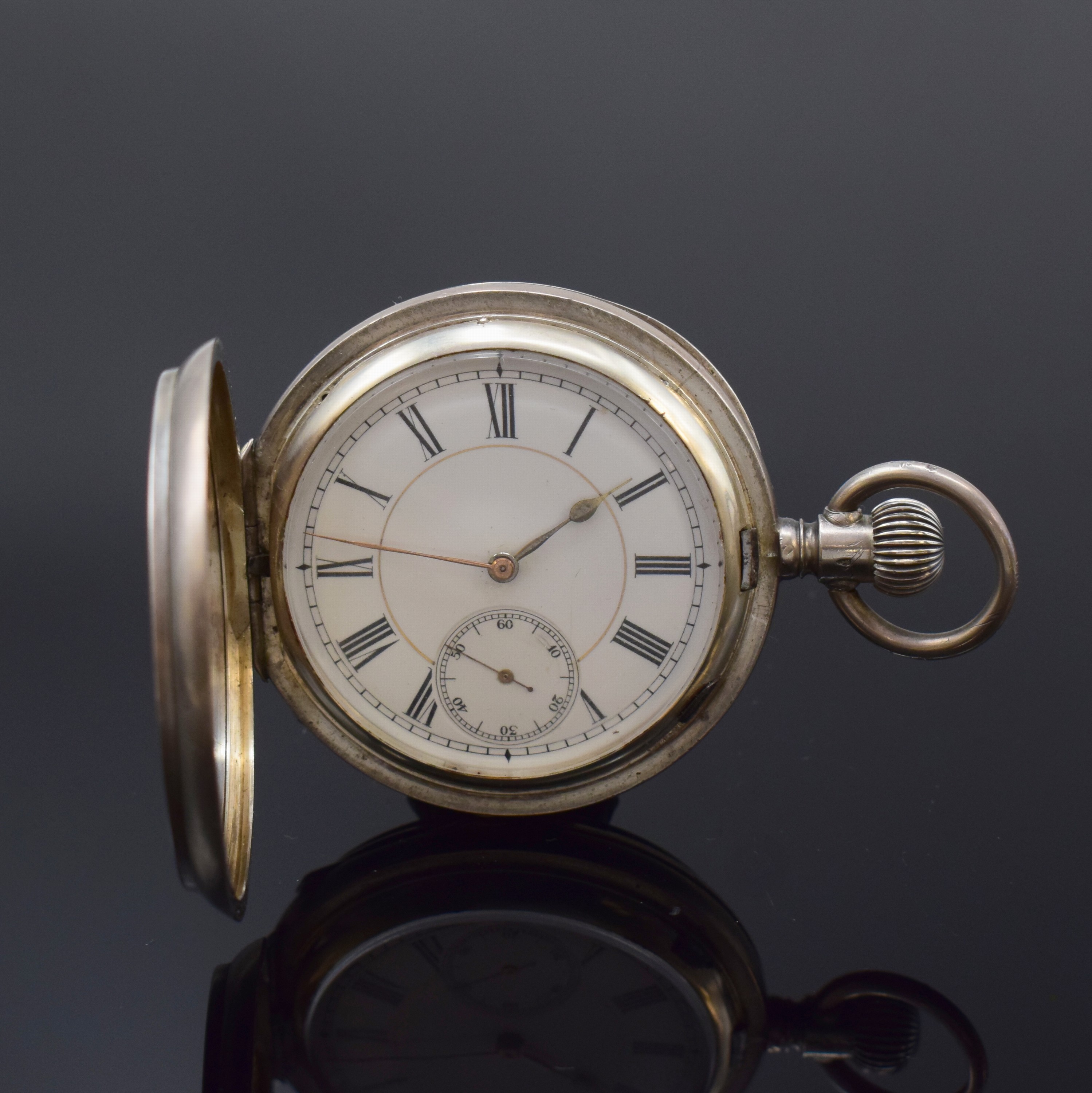 TISSOT Savonette Herrentaschenuhr in 875er Silber für den russischen Markt, Schweiz um 1905, guill. Geh. beids. schwarz emaill., Sprungdeckel m. ...