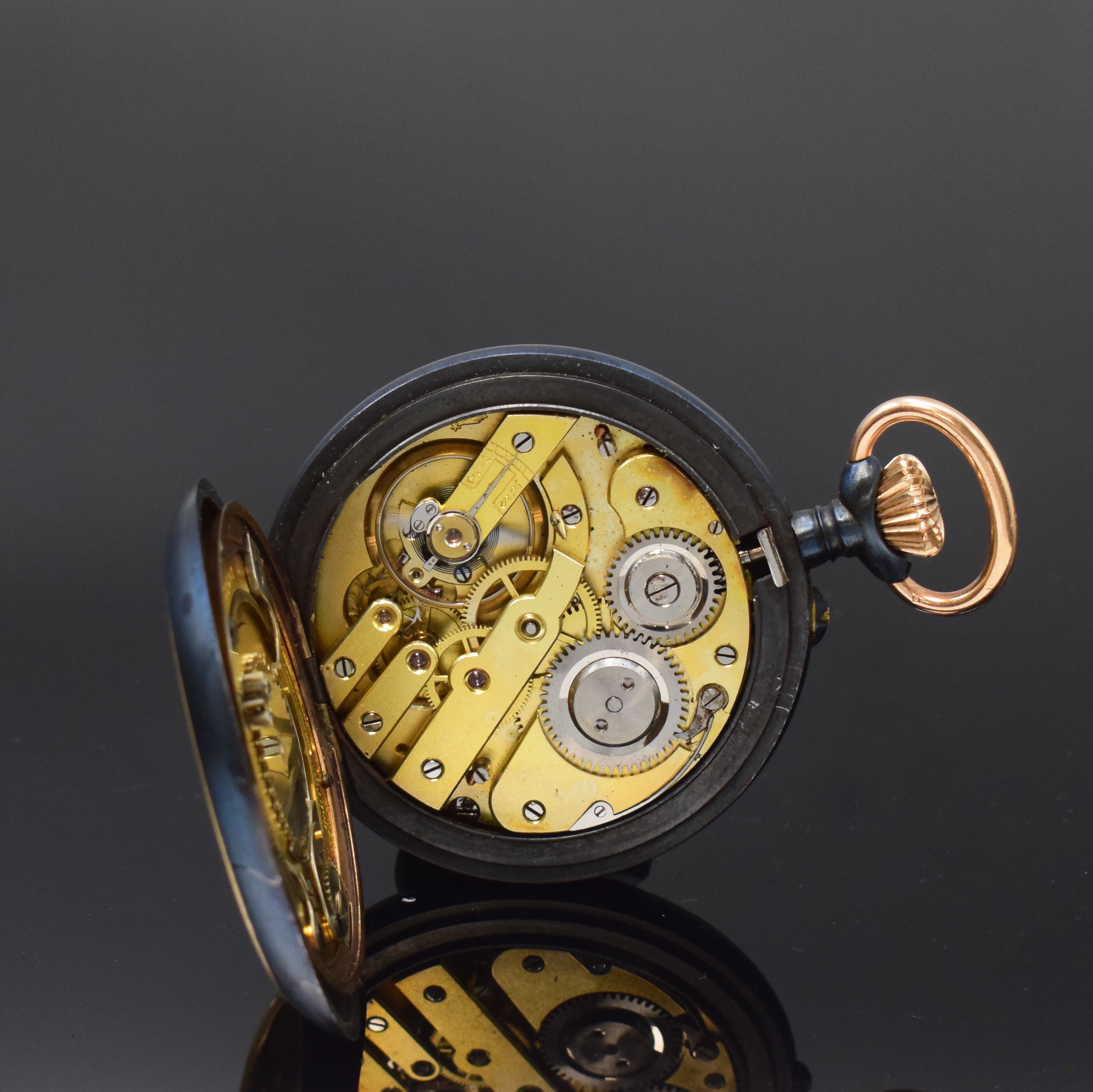 Detail c: R. BONNER THOMAS 4 BANK PLACE PORTMADOC seltene, doppelseitige astronomische Taschenuhr, Schweiz um 1900, z. T. verg., nachtr. gebl. Metallgeh., ...