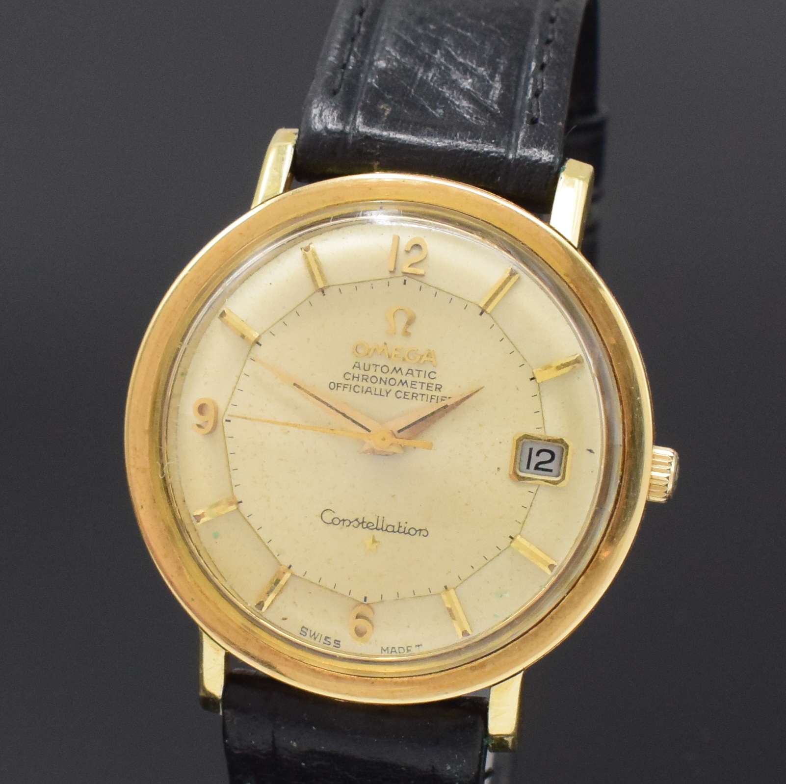 Detail a: OMEGA Constellation Armbandchronometer Referenz 168004-62, Schweiz um 1967, Automatik, verg. Geh., verschr. Boden rücks. Sternwarten-Symbol, silb. ...