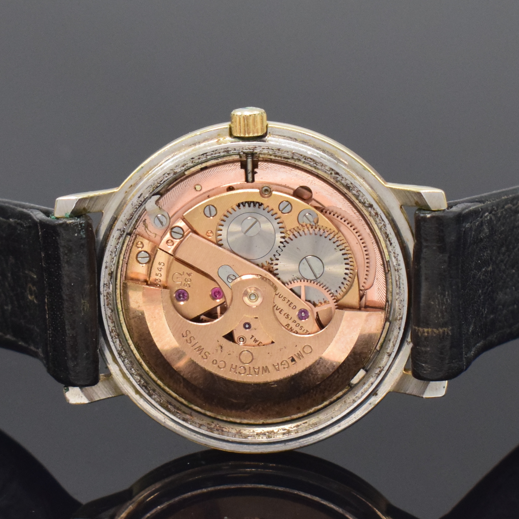 Detail d: OMEGA Constellation Armbandchronometer Referenz 168004-62, Schweiz um 1967, Automatik, verg. Geh., verschr. Boden rücks. Sternwarten-Symbol, silb. ...