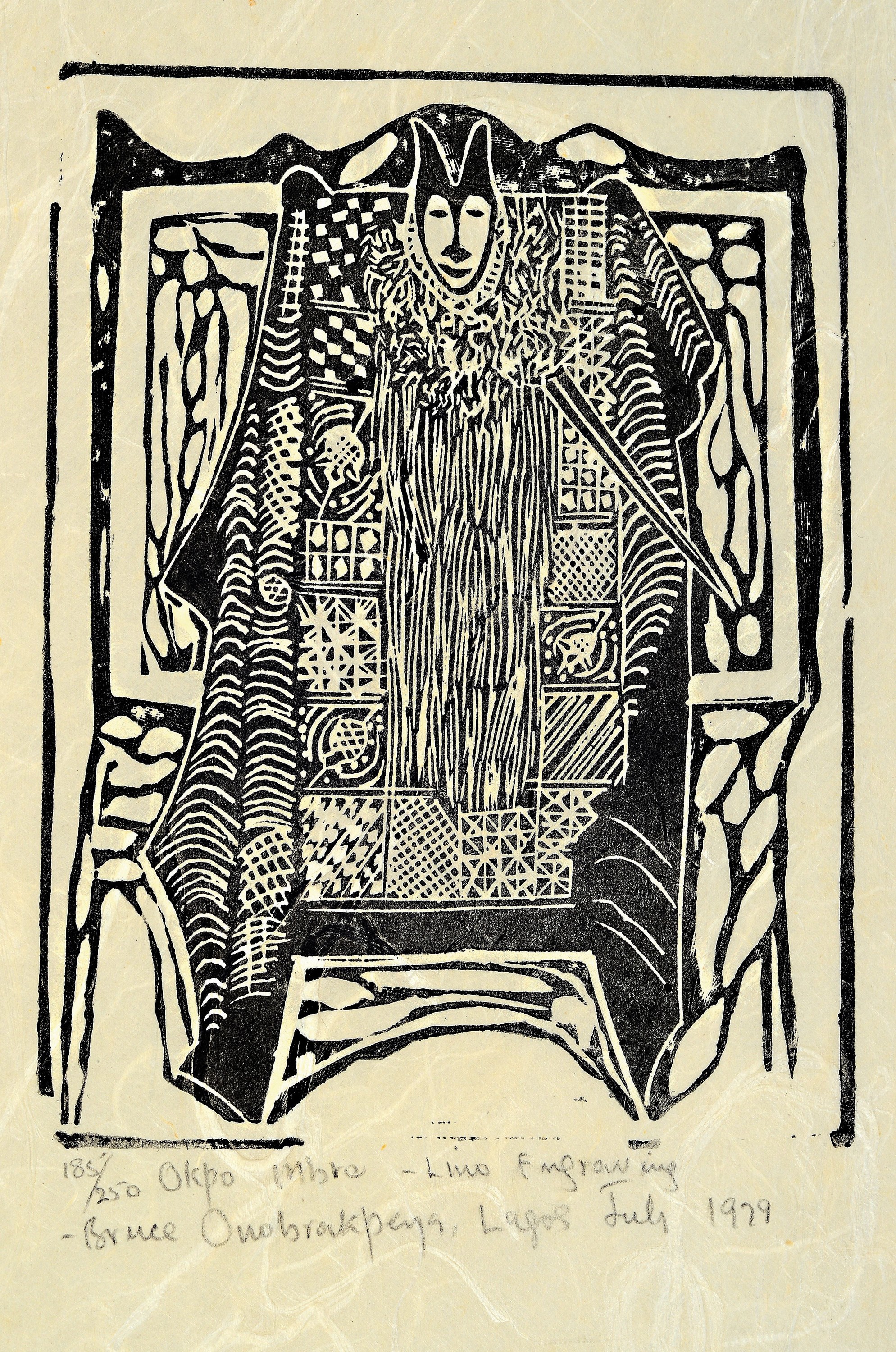 Bruce Onobrakpeya, geb. 1932, zeitgen. nigerianischer Künstler, Metal foil deep etching, durch den Künbstler entwickeltes plastographisches ...
