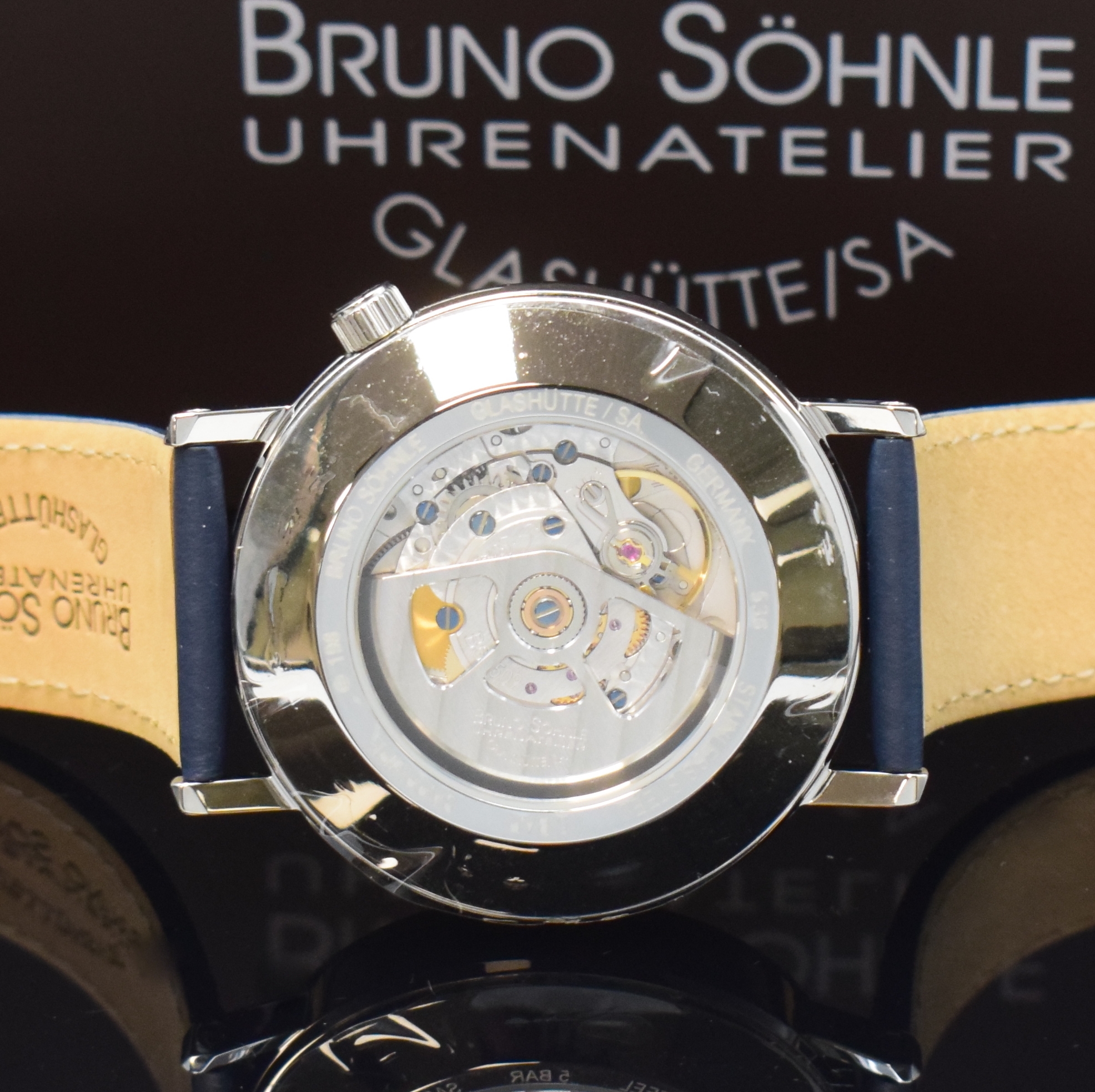 Detail d: BRUNO SÖHNLE Rondo Regulateur nahezu neuwertige Herrenarmbanduhr in Stahl, Deutschland aktuelle Produktion, Automatik, beids. vergl. Geh., Boden ...